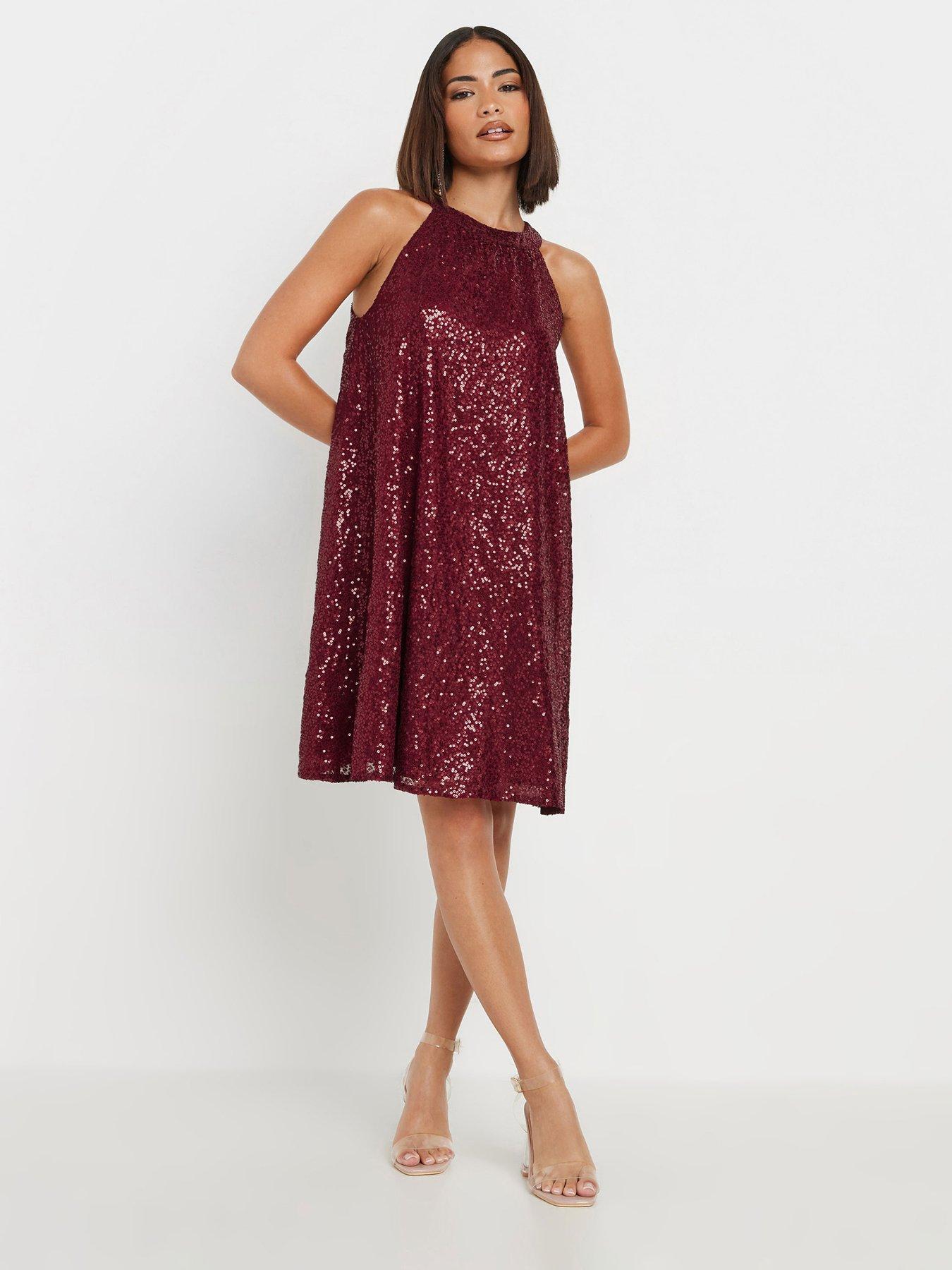 pixiegirl-petite-sequin-halter-swing-dress-redback