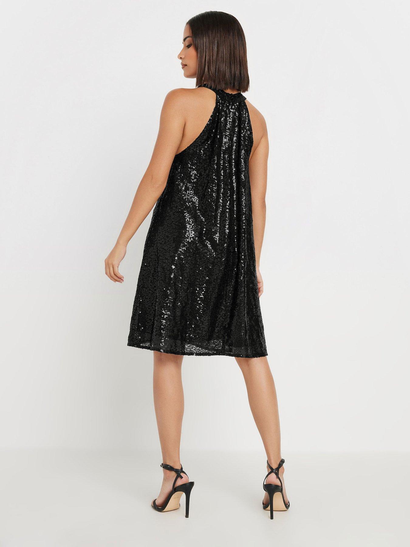 pixiegirl-petite-sequin-halter-swing-dress-blackstillFront