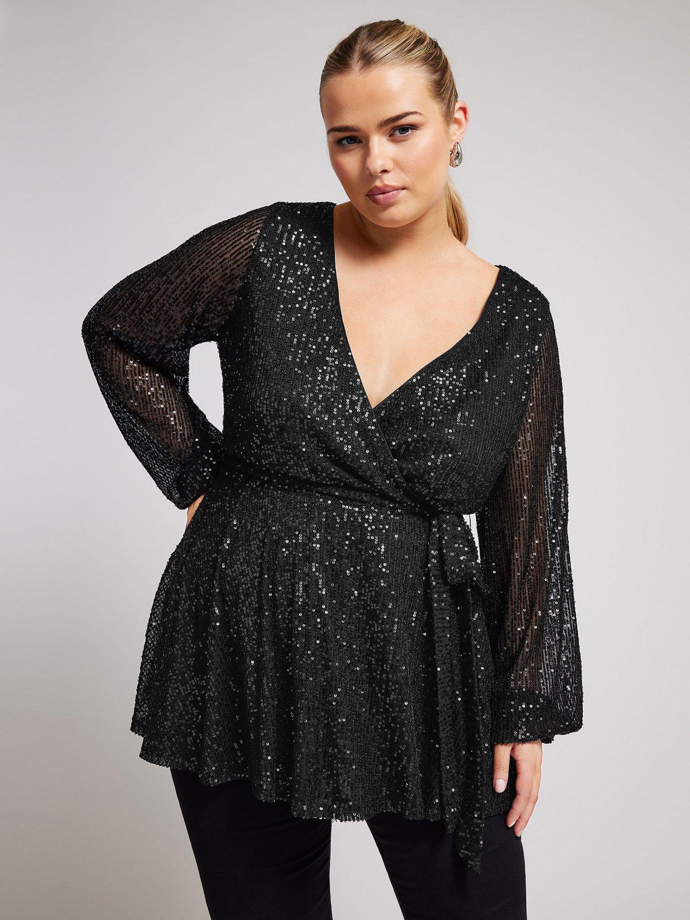 yours-curve-sequin-long-sleeve-wrap-top