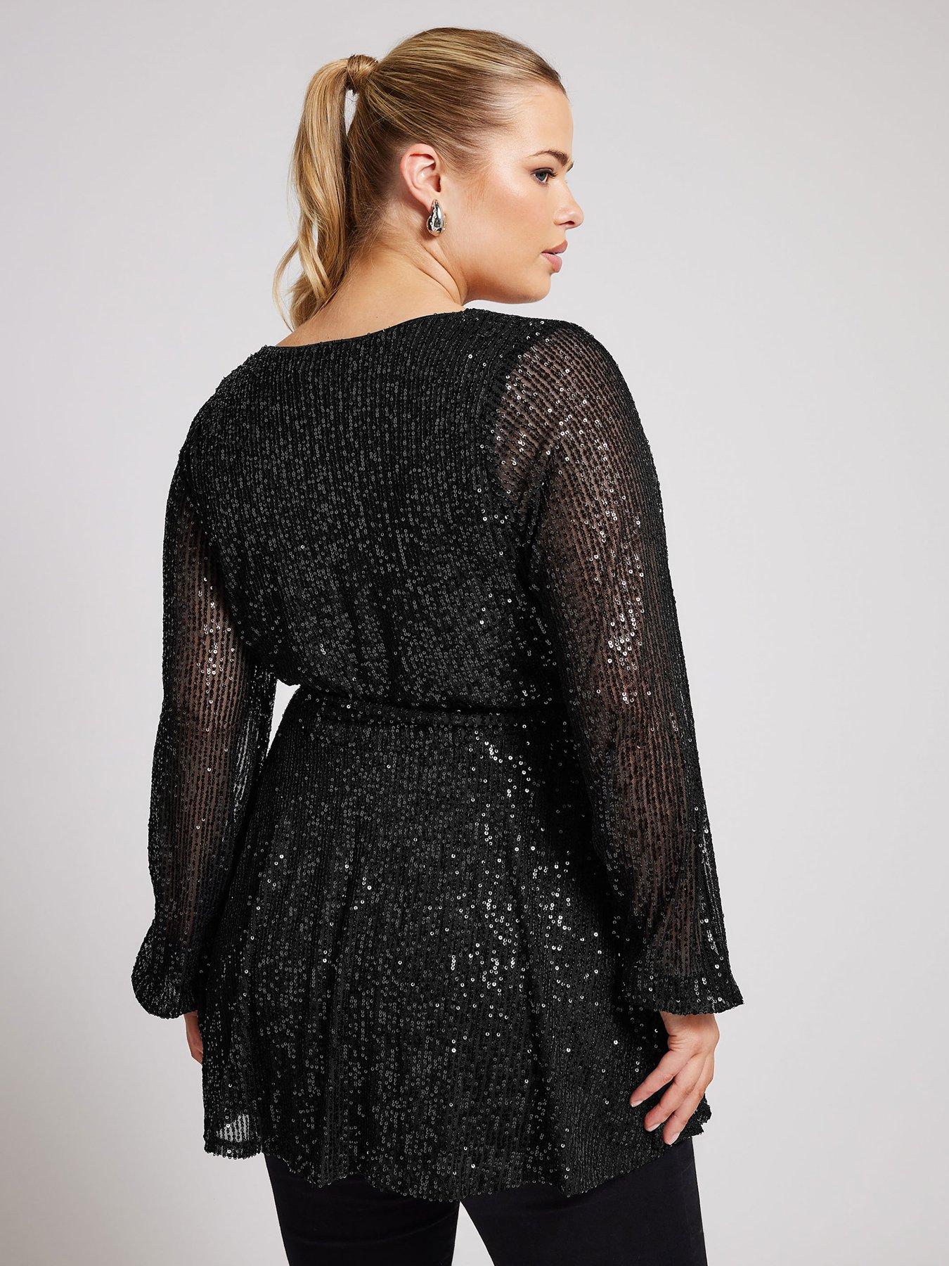 yours-curve-sequin-long-sleeve-wrap-topstillFront