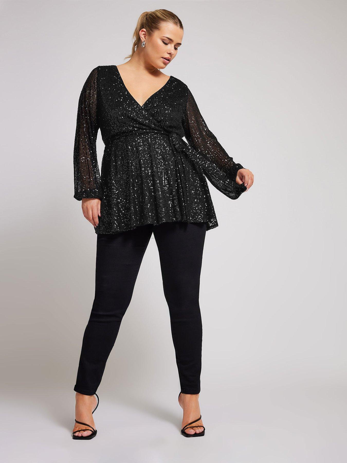 yours-curve-sequin-long-sleeve-wrap-topback