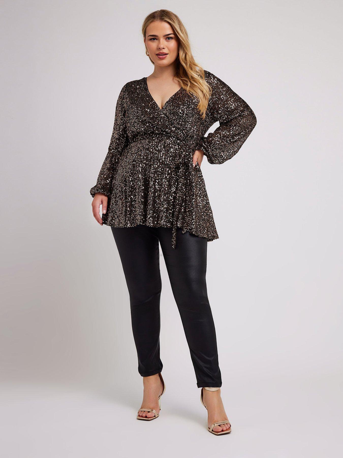 yours-curve-sequin-long-sleeve-wrap-topback