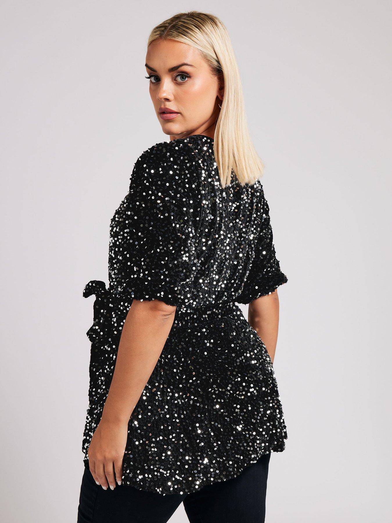 yours-curve-sequin-velvet-peplum-top-silverstillFront