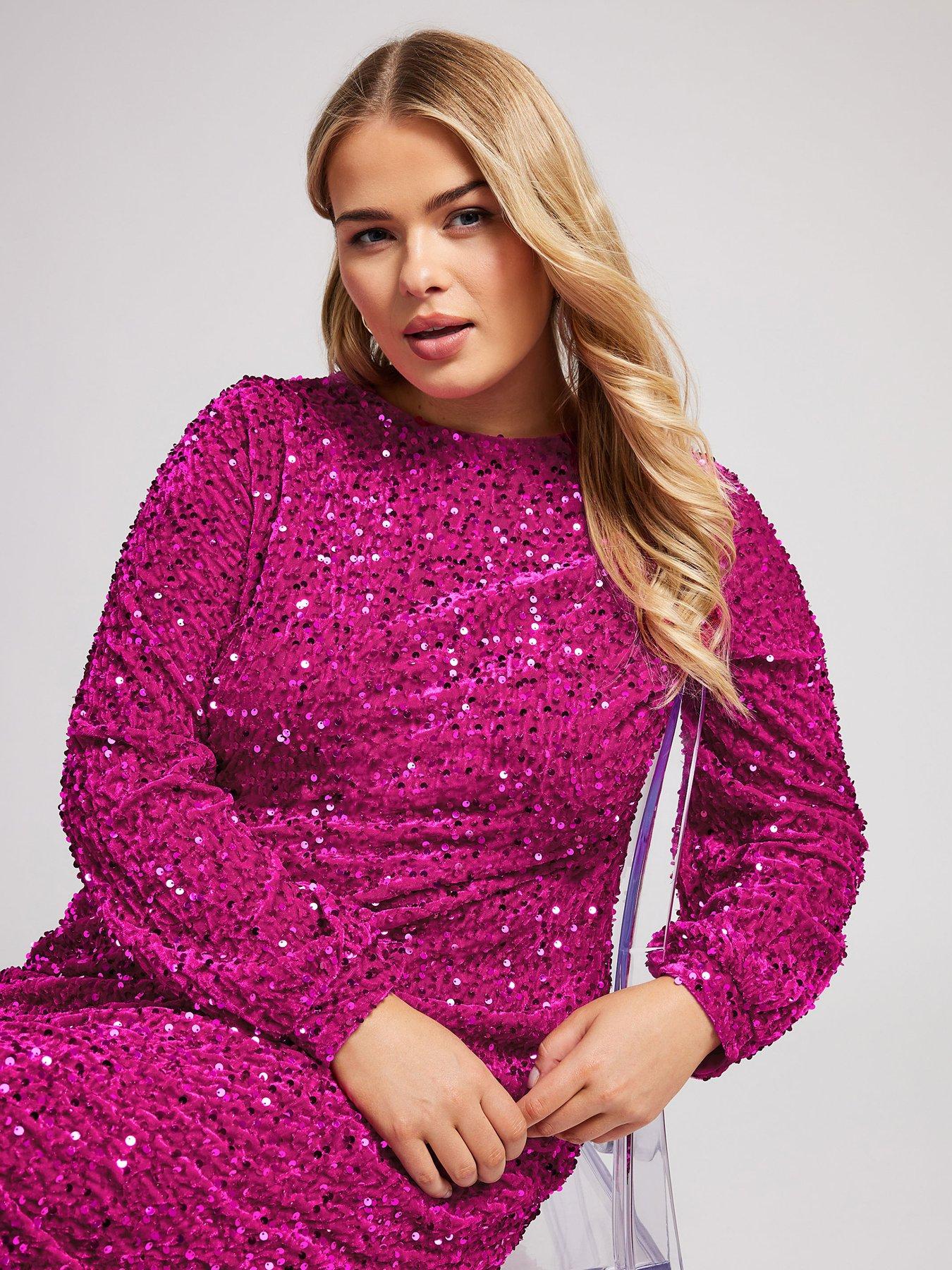 yours-curve-sequin-velvet-long-sleeve-shift-dressdetail