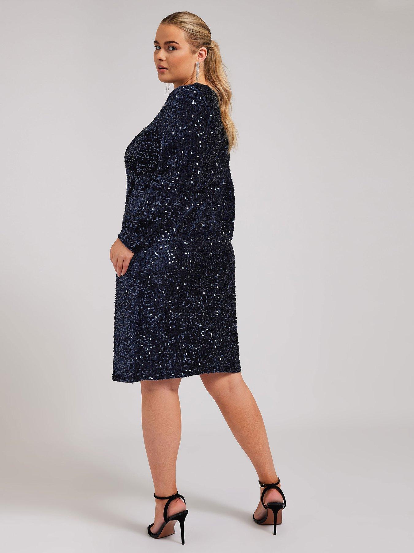 yours-curve-sequin-velvet-long-sleeve-shift-dressstillFront