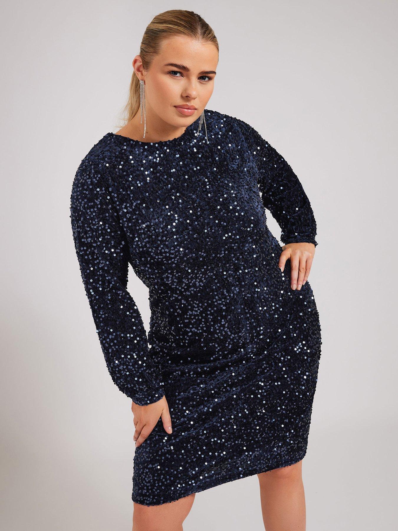 yours-curve-sequin-velvet-long-sleeve-shift-dressback