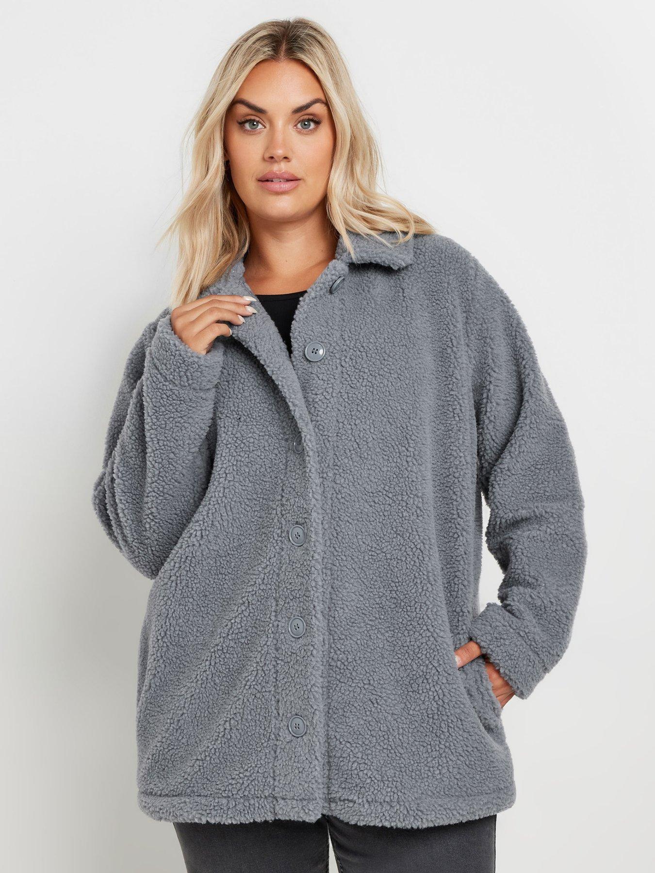 yours-curve-borg-teddy-fleece-jacket-grey