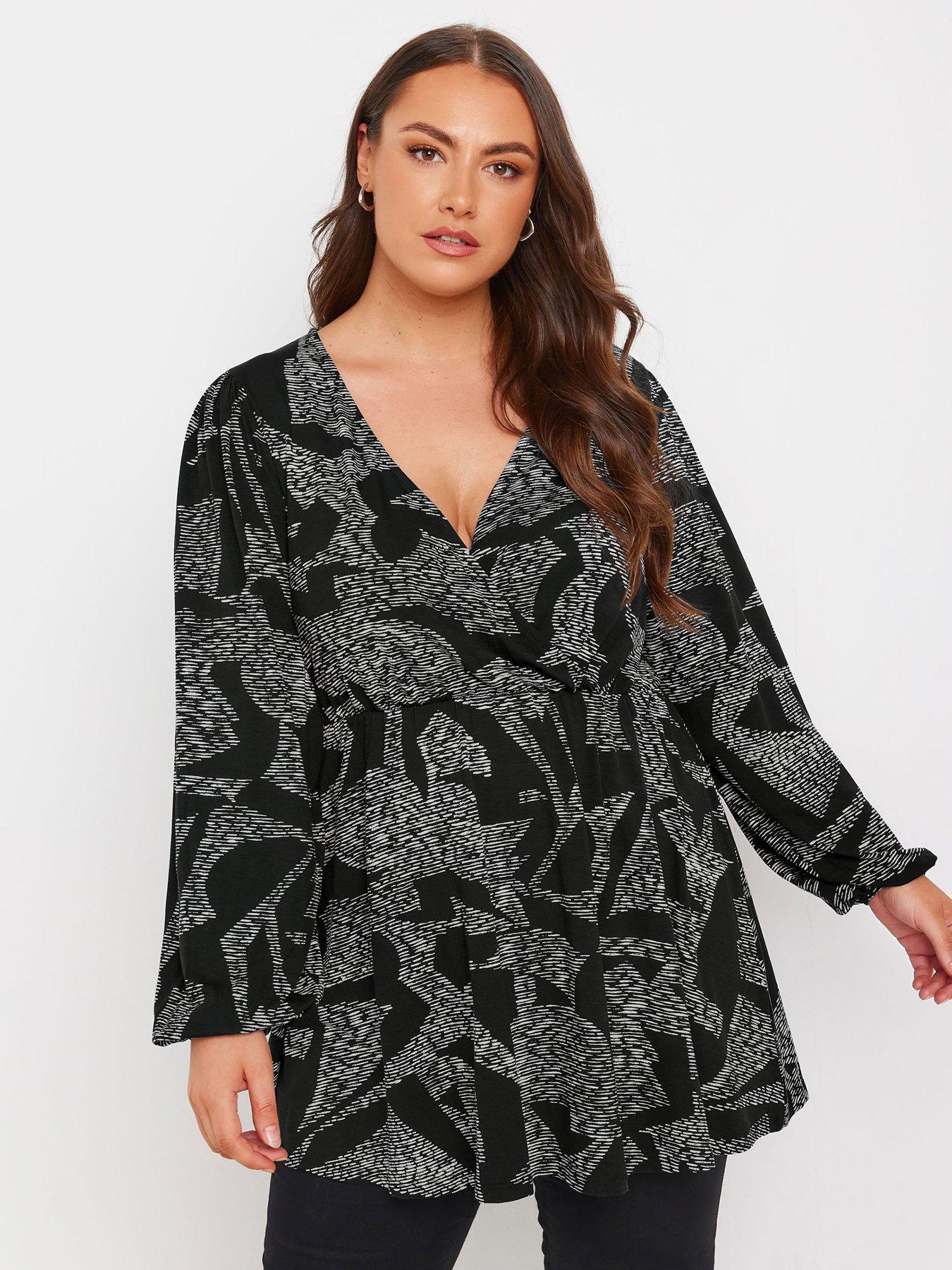 yours-curve-long-sleeve-wrap-top-black