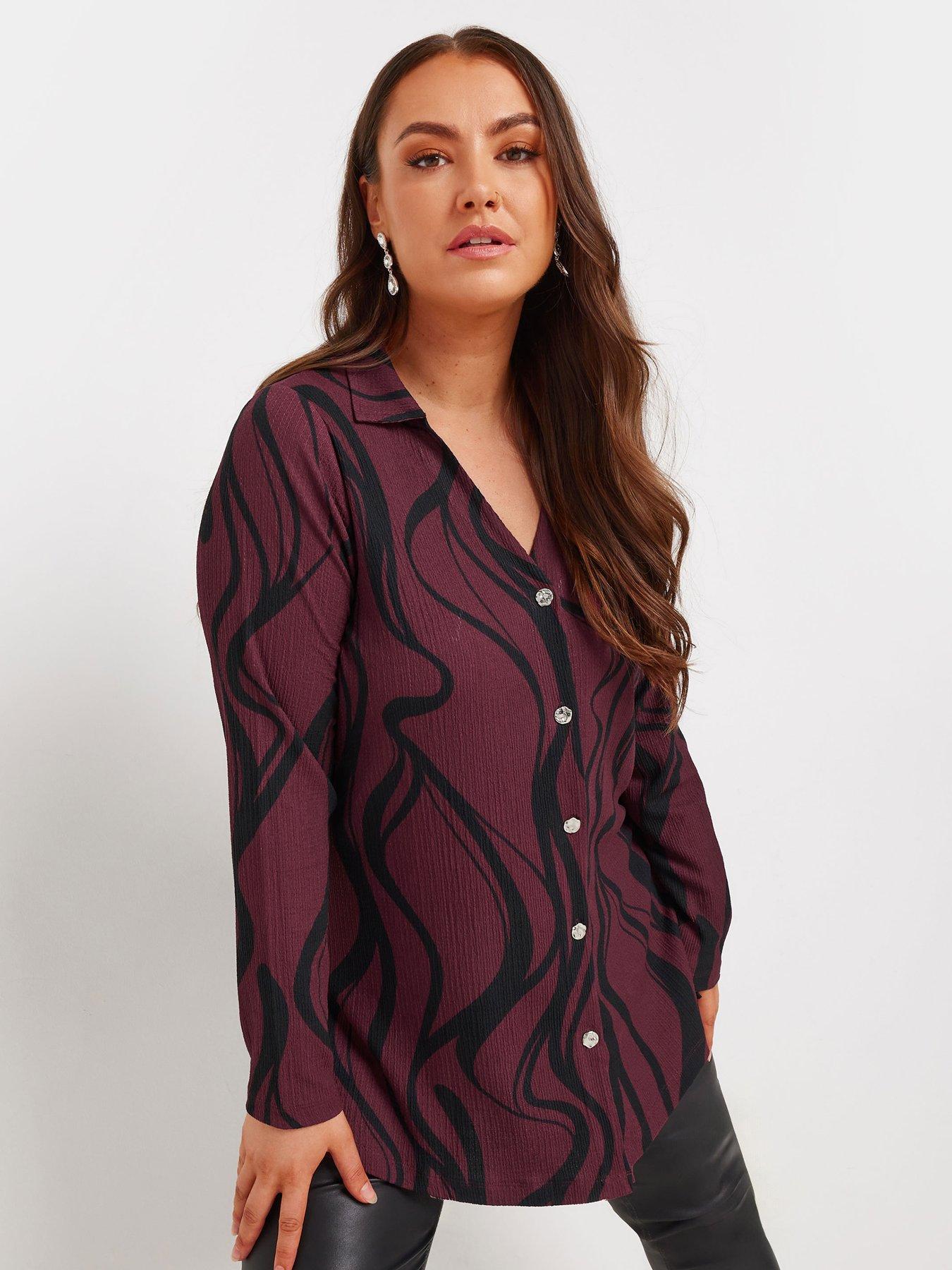 Yours Curve Textured Jersey Shirt - Red