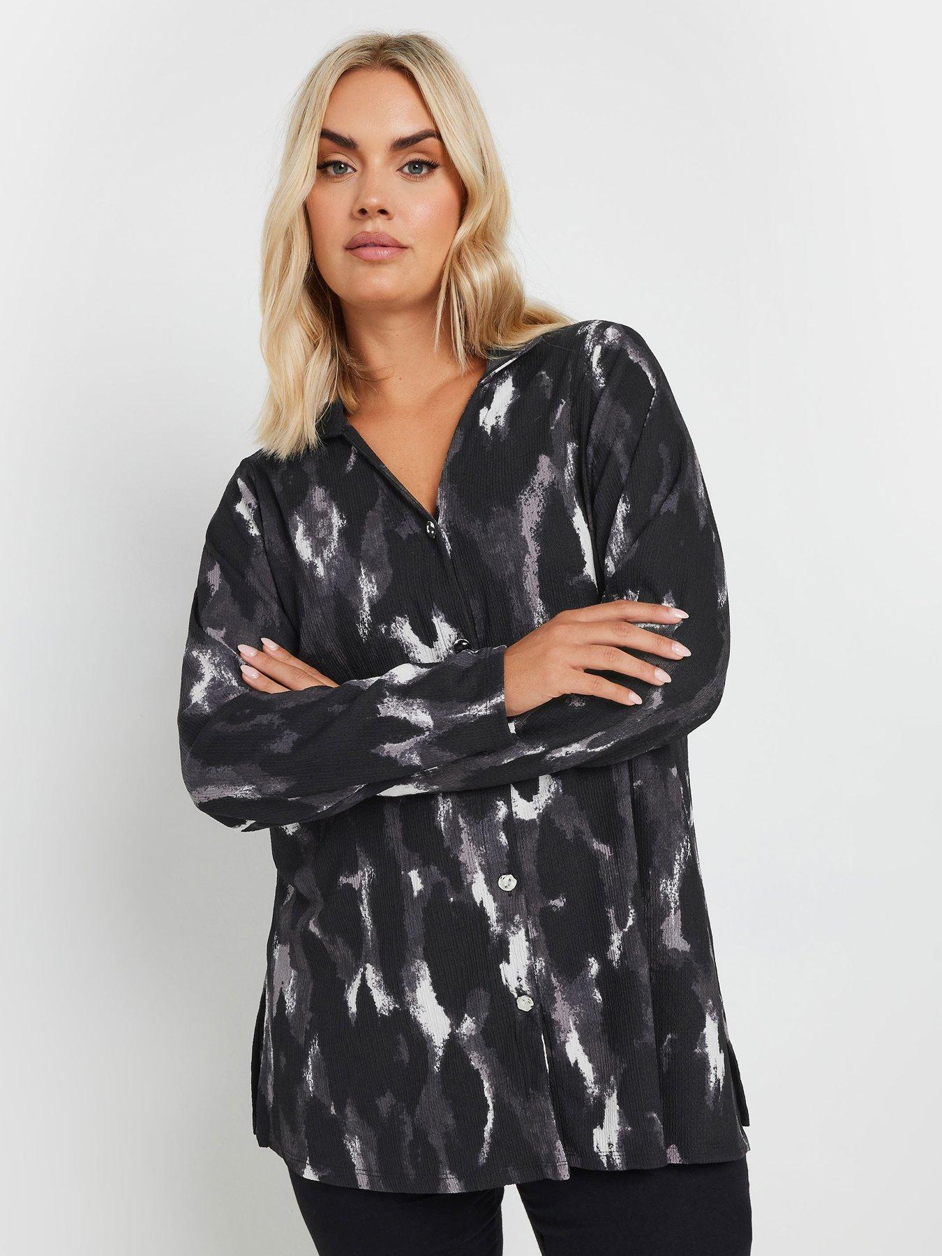 Image of Yours Curve Textured Co-ord Shirt - Grey