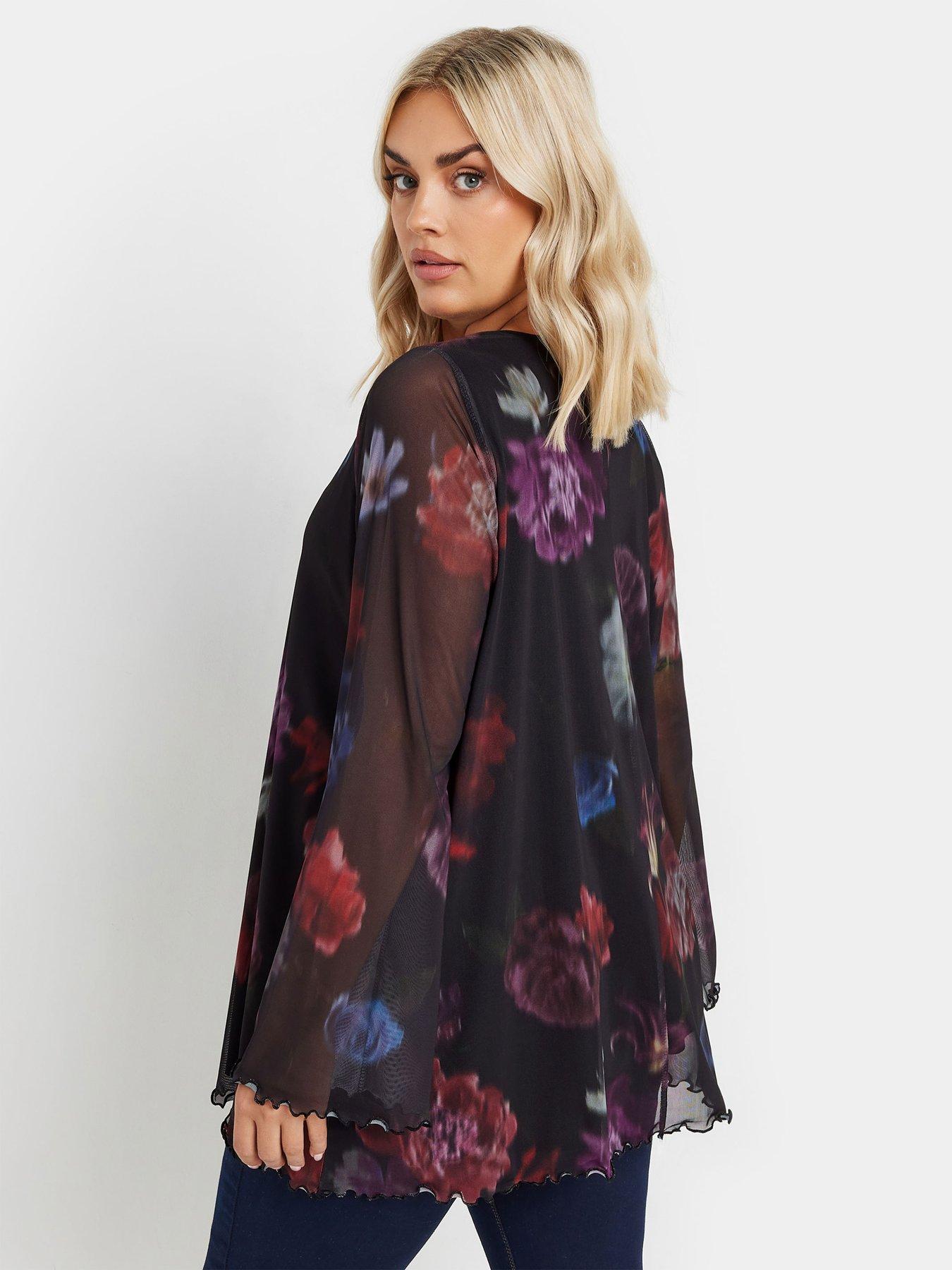 yours-curve-mesh-flute-sleeve-floral-top-blackstillFront