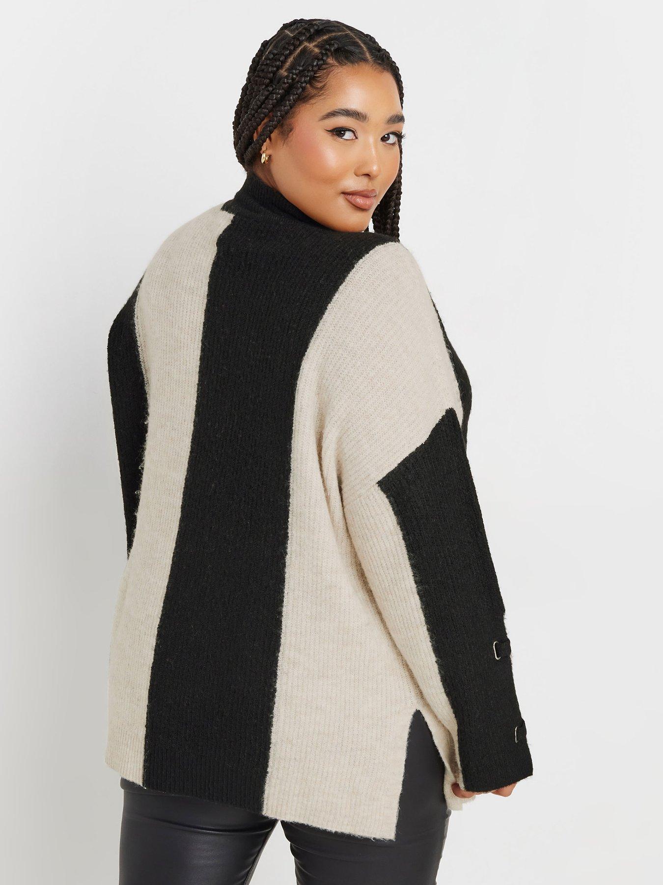 yours-curve-high-neck-vertical-stripe-jumperstillFront