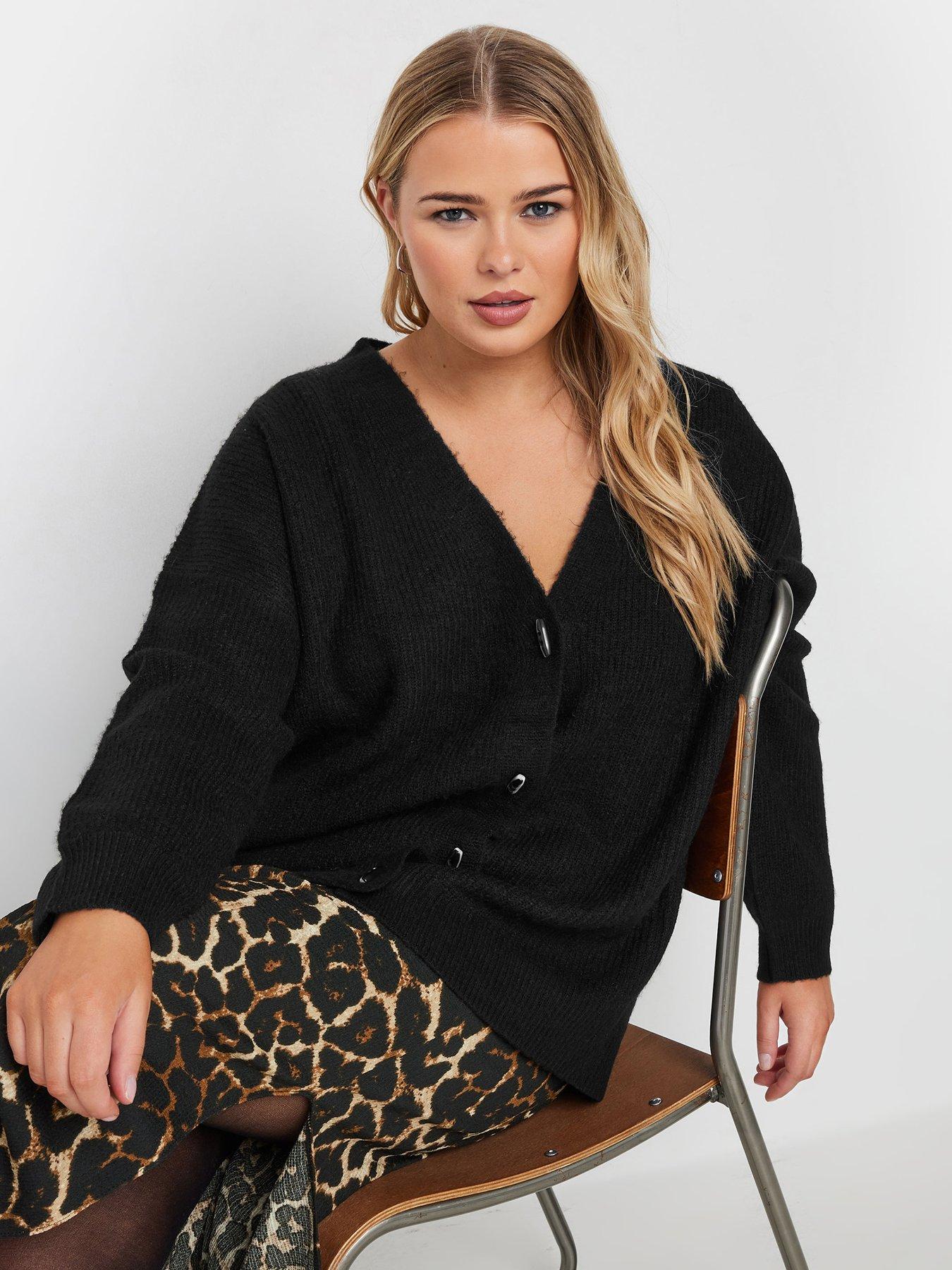 yours-curve-button-through-cardigan-blackfront