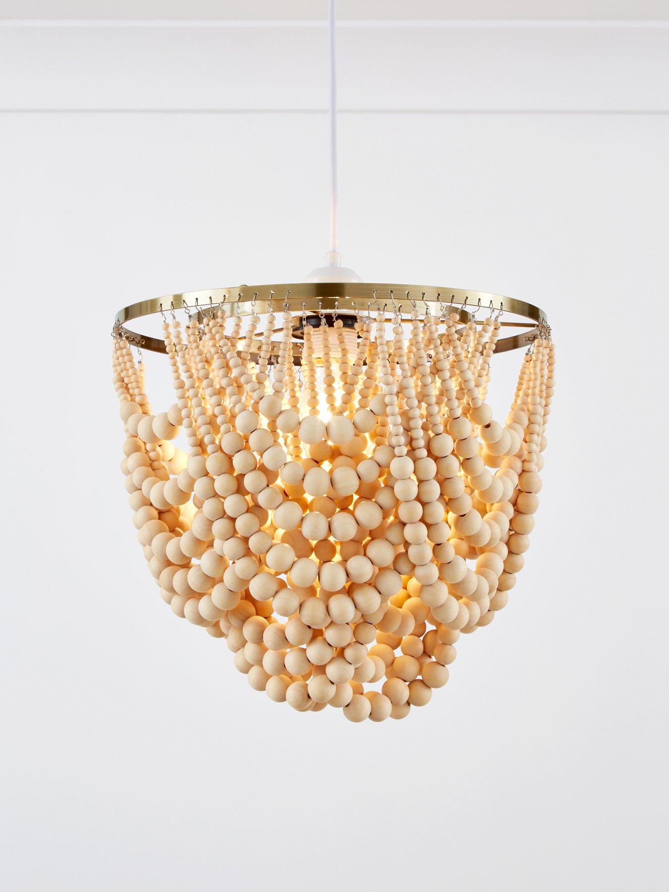 Image 1 of 5 of The Very Collection Miller Wooden Bead Easy Fit Ceiling Light Shade