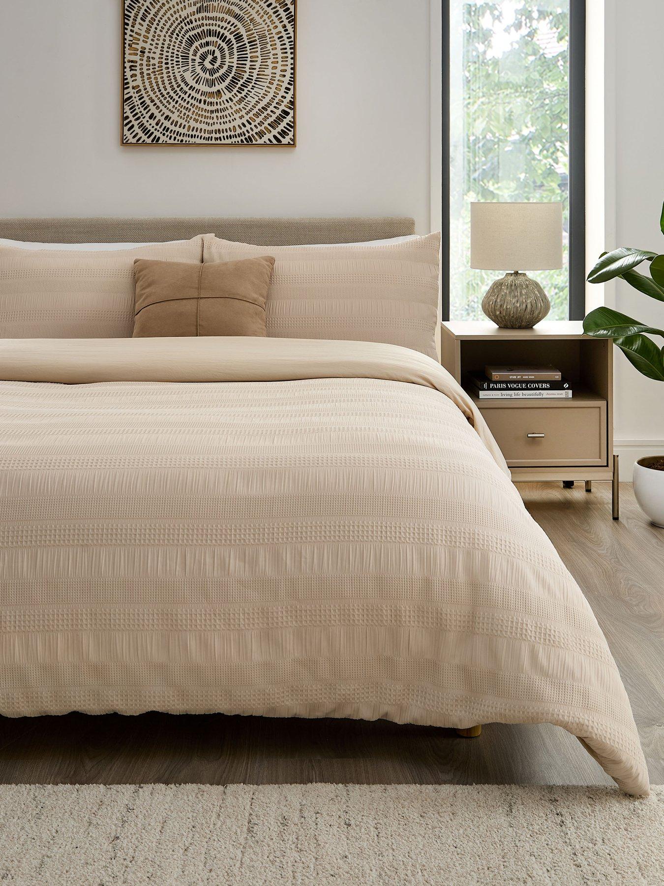 Image 1 of 5 of The Very Collection Dalston Waffle Seersucker Stripe Duvet Cover Set