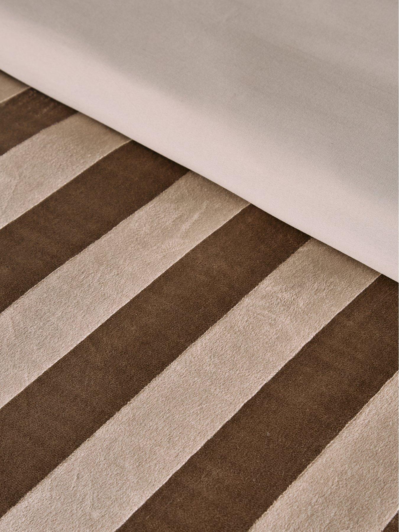 Image 4 of 5 of The Very Collection Luxe Velvet Stripe Duvet Cover Set in Champagne