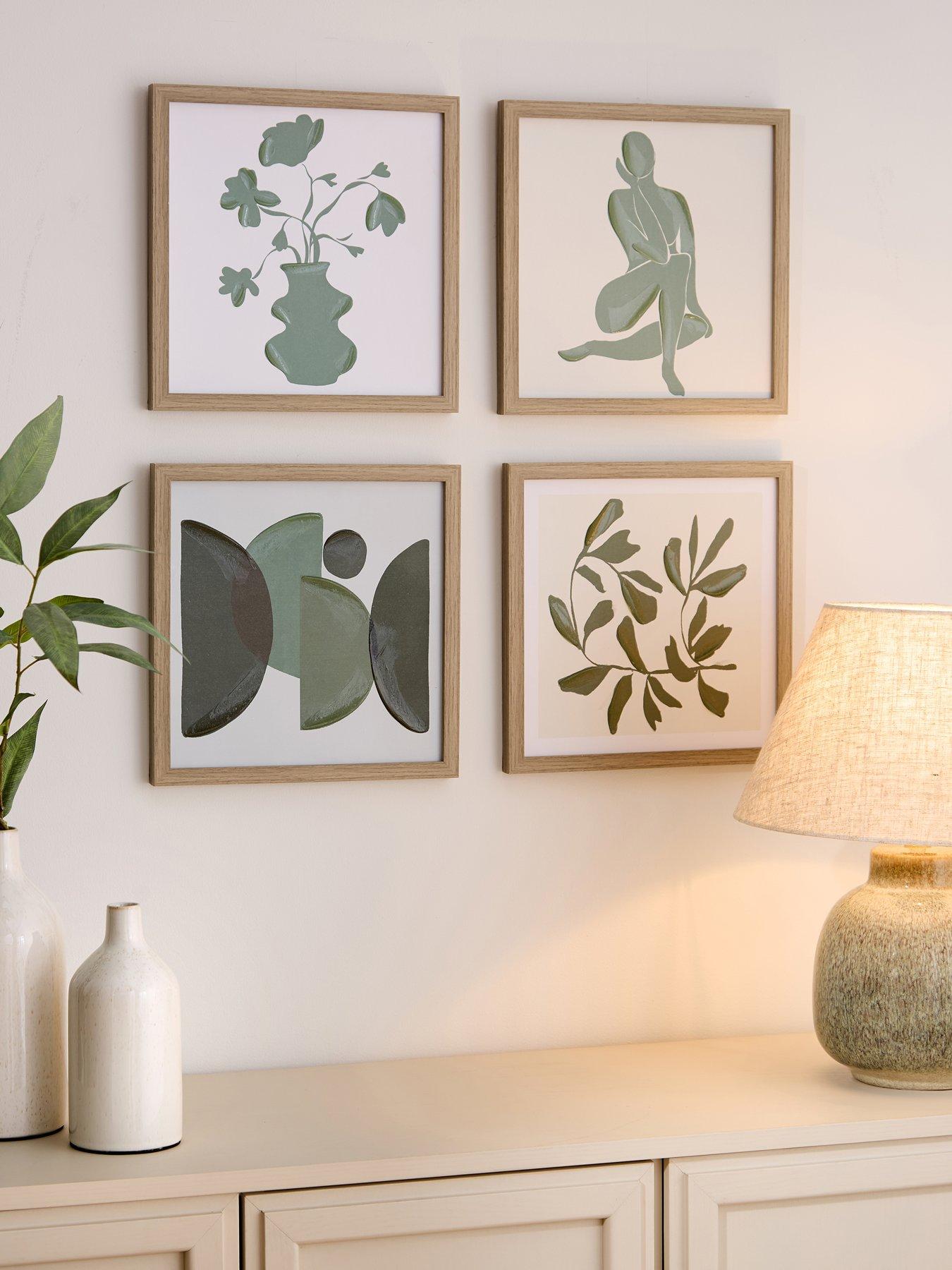 The Very Collection Set Of 4 Green Abstract Framed Art Prints