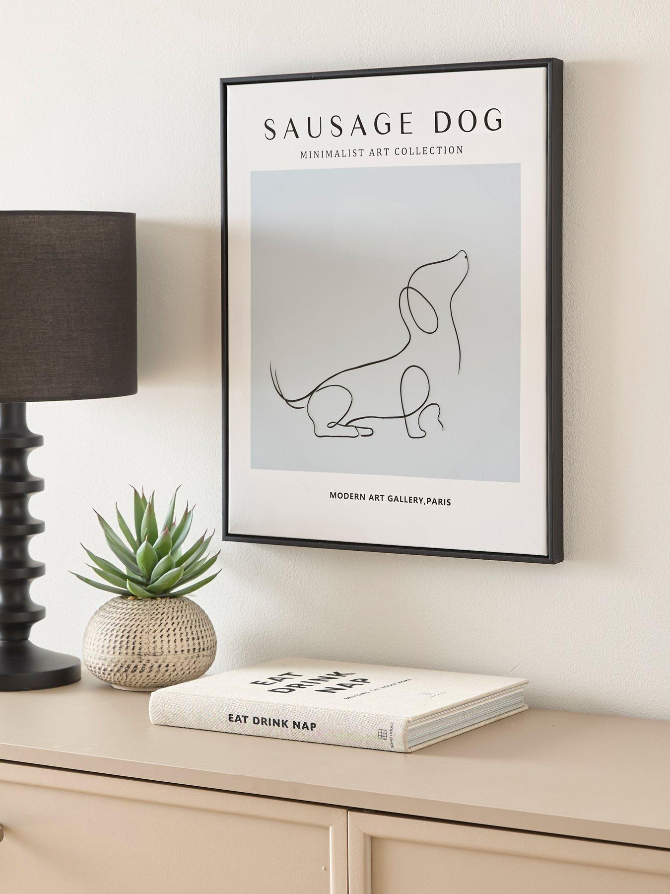 Very Home Minimalist Art Collection – Sausage Dog Printed Wall Art