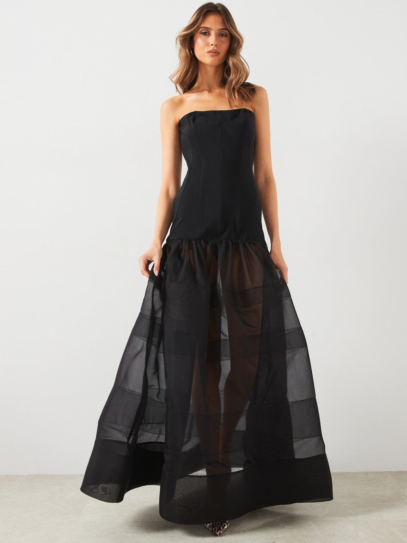 mango-premium-corset-dress-with-semi-transparent-skirt-black