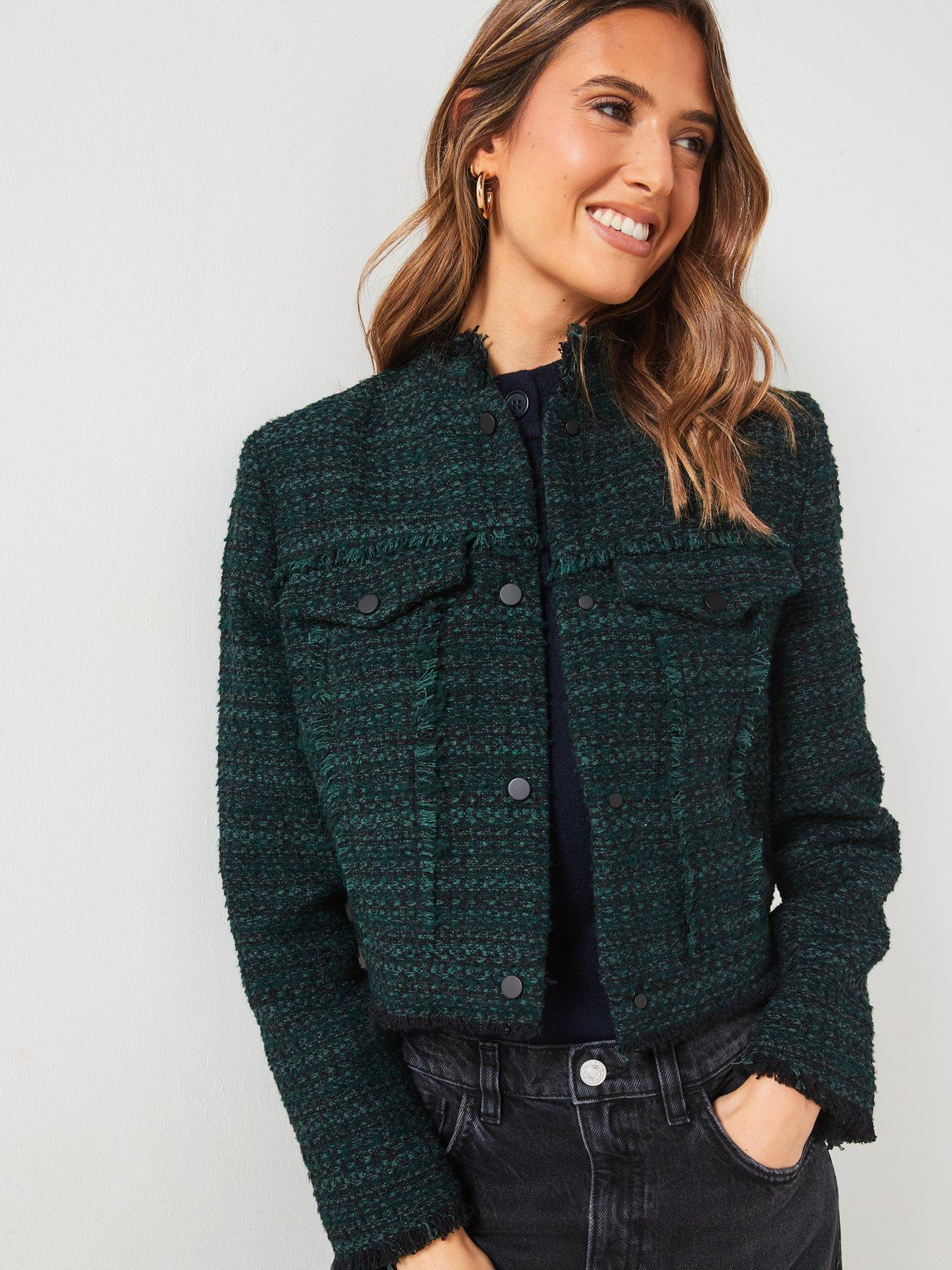 mango-high-collar-tweed-jacket-green