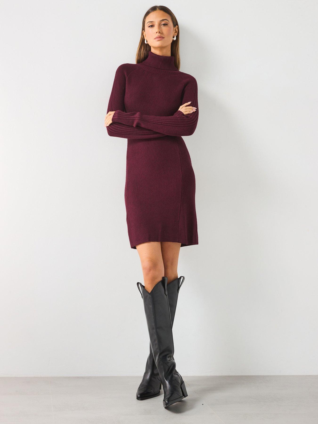 mango-burgundy-knitted-dressback