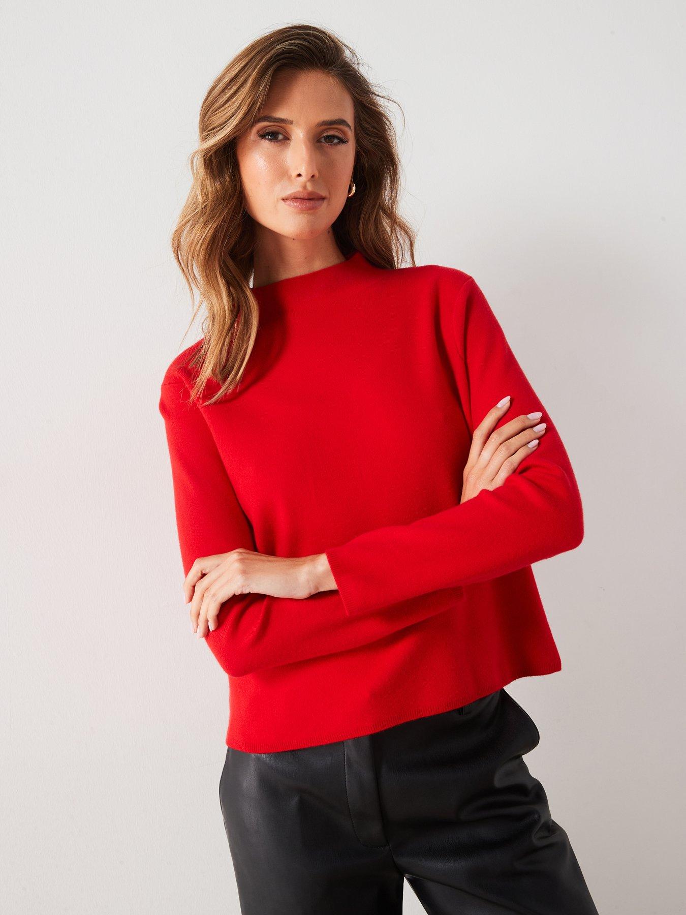 mango-fine-knit-jumper-redfront