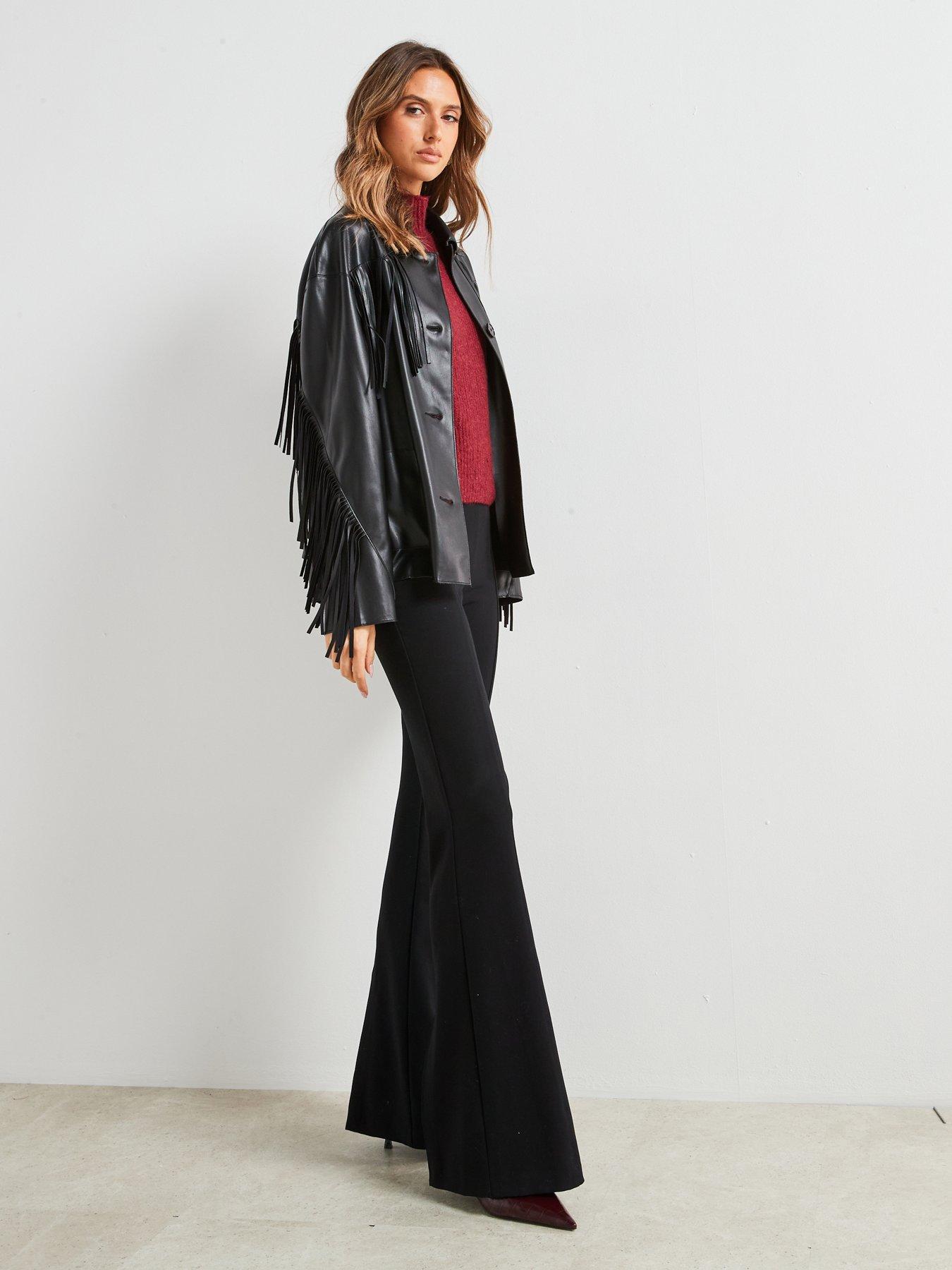 mango-faux-leather-fringed-overshirt-blackoutfit