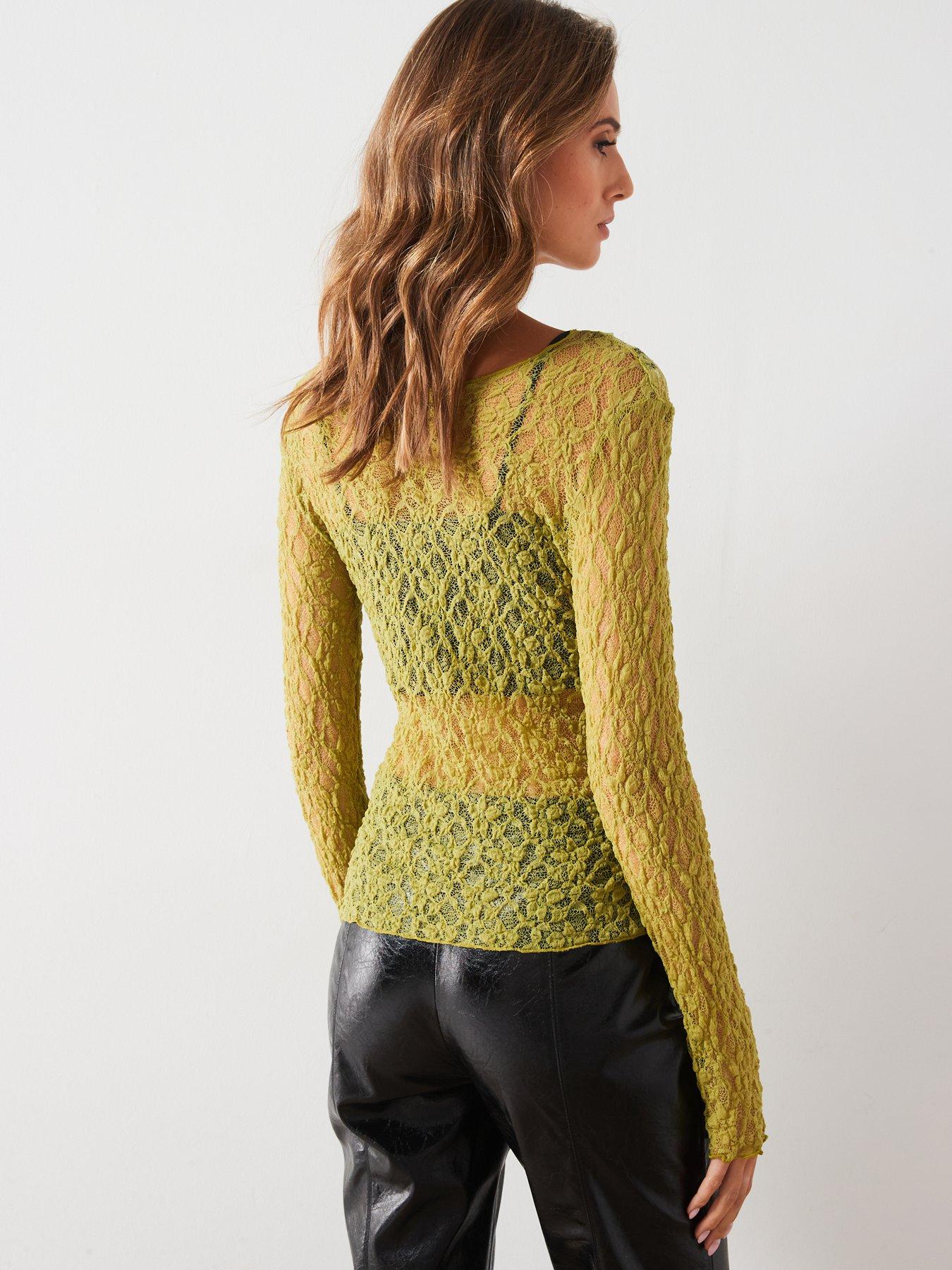 mango-long-sleeved-lace-top-greenstillFront