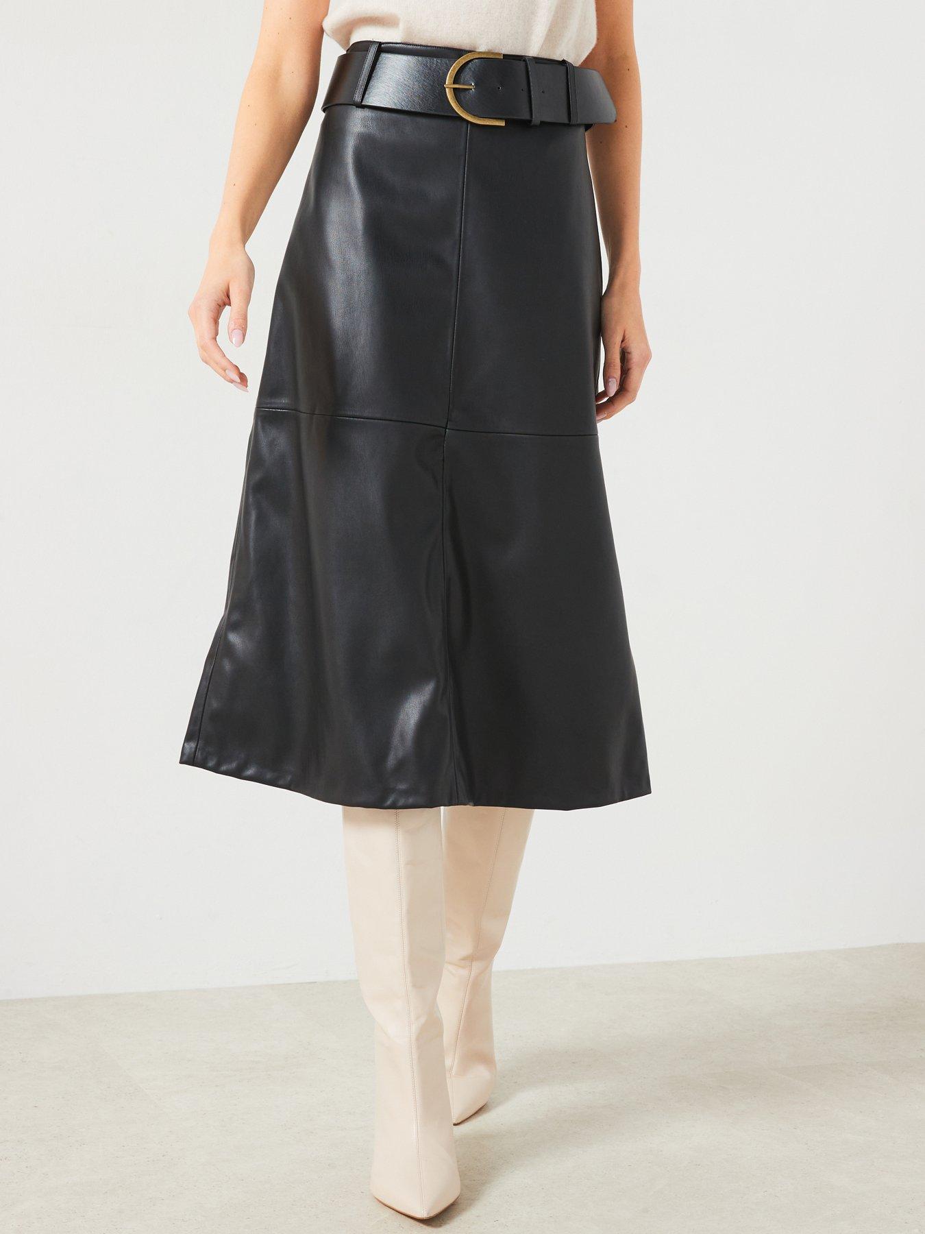 mango-leather-effect-midi-skirt-black