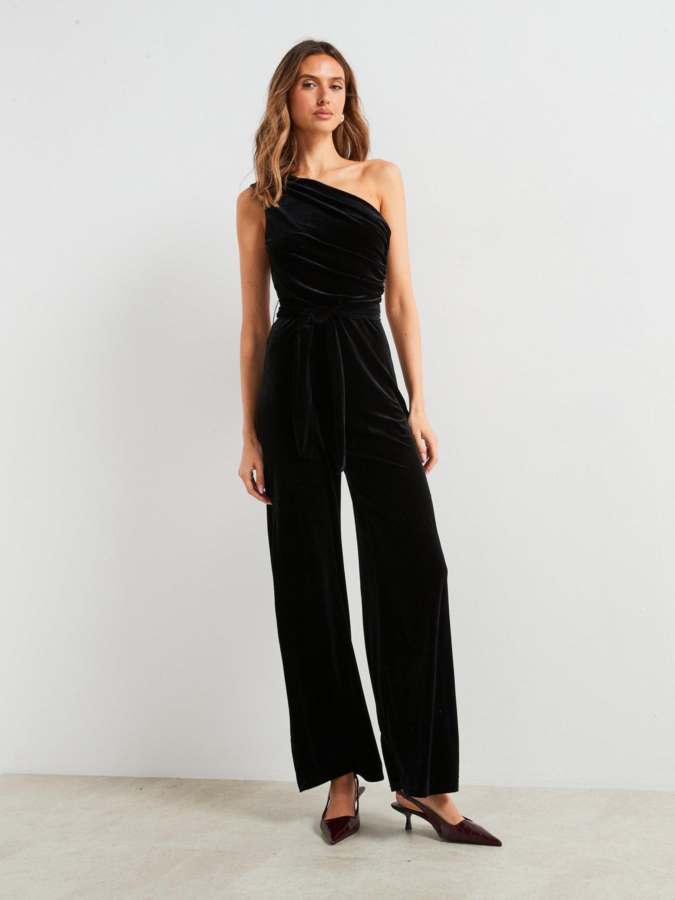 mango-one-shoulder-velvet-jumpsuit-black