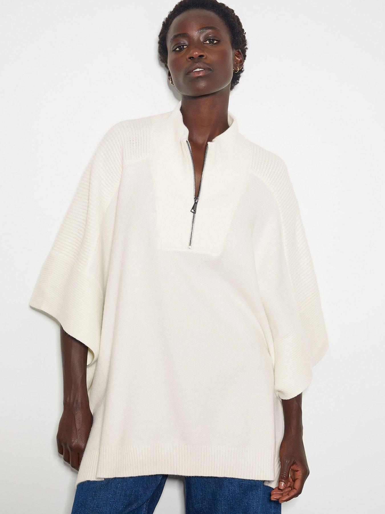 monsoon-zip-high-neck-poncho-cream