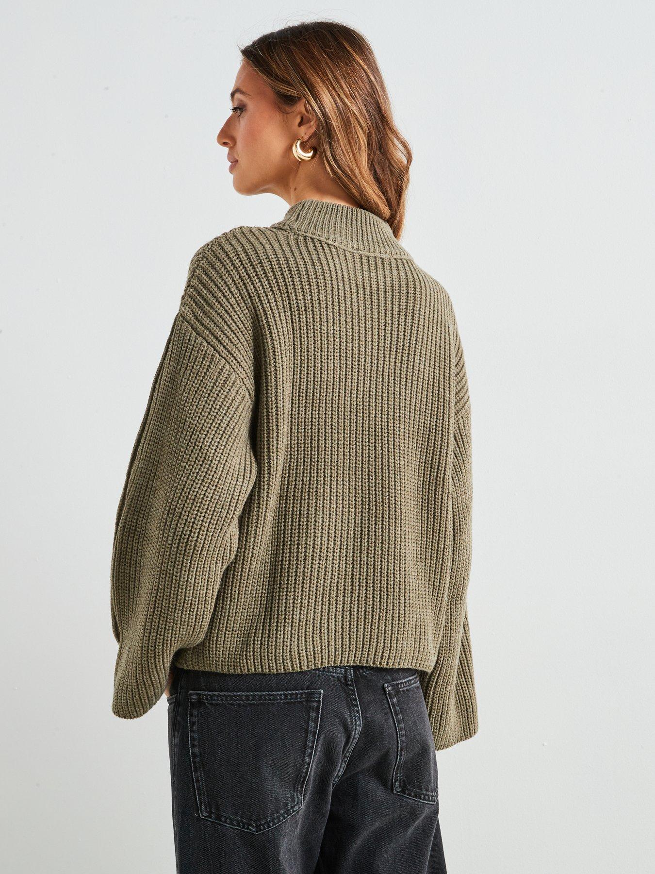 Image 2 of 6 of Mango Button Detail Knit Sweater - Green