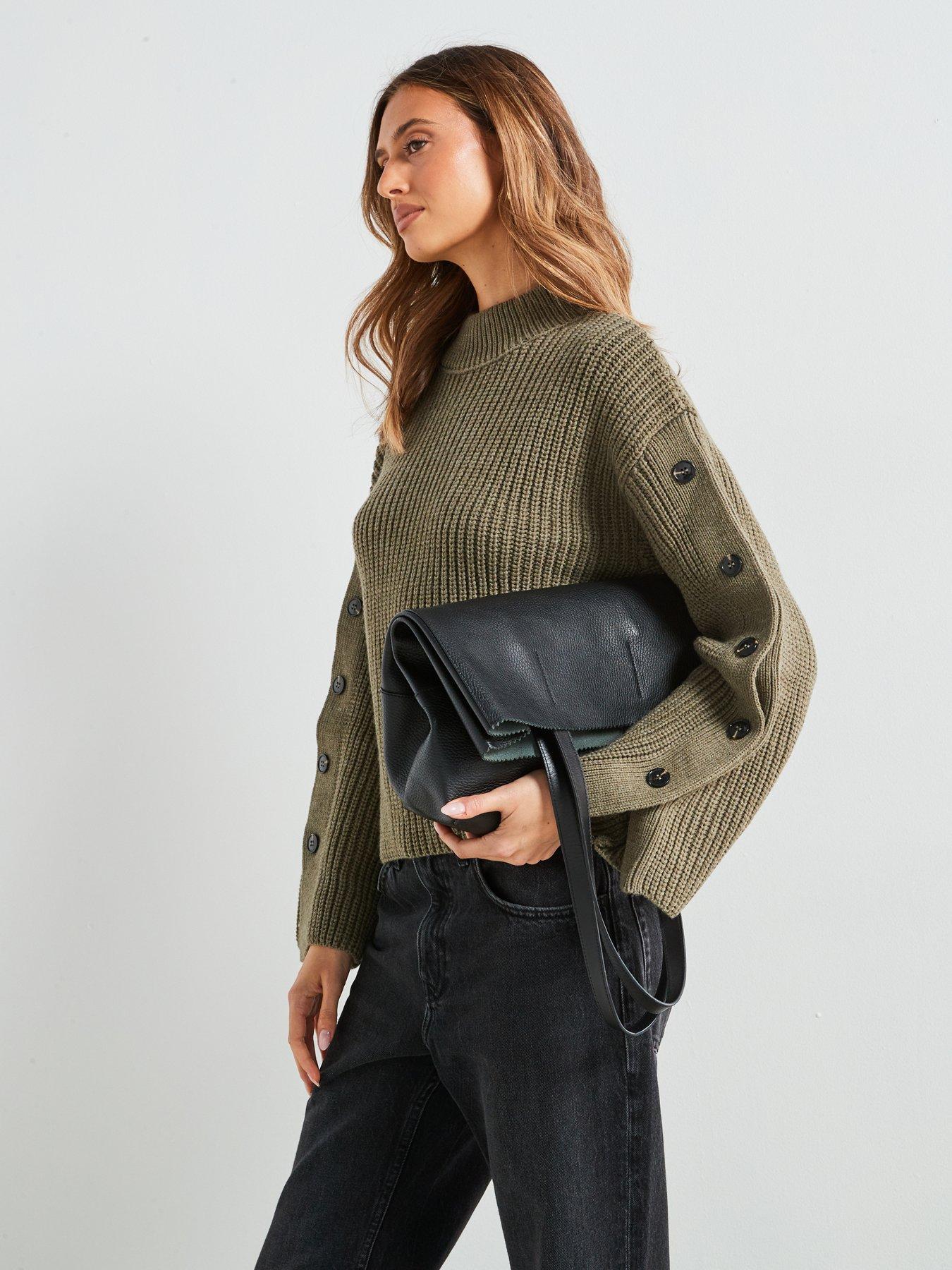 Image 4 of 6 of Mango Button Detail Knit Sweater - Green