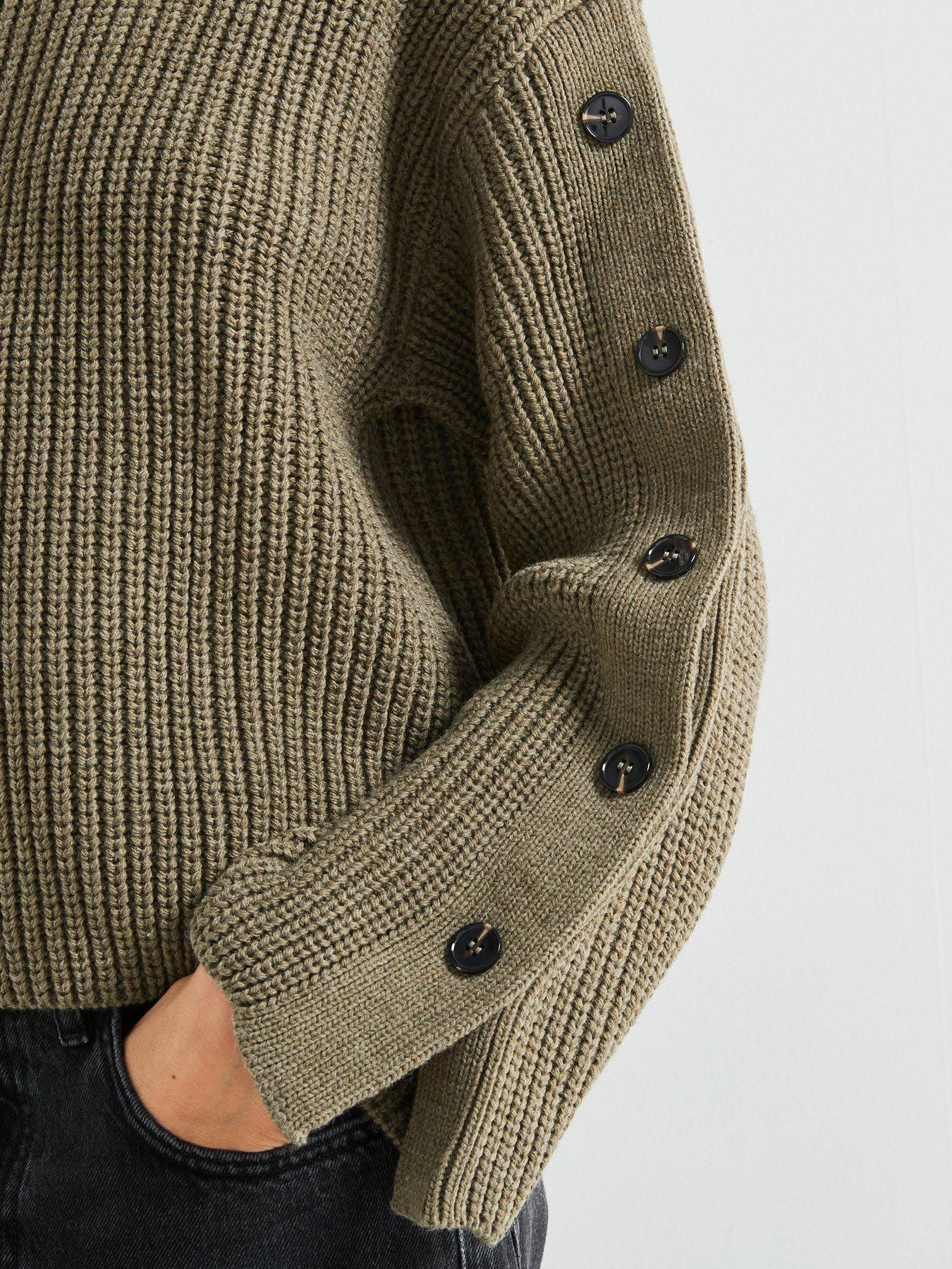 Image 6 of 6 of Mango Button Detail Knit Sweater - Green