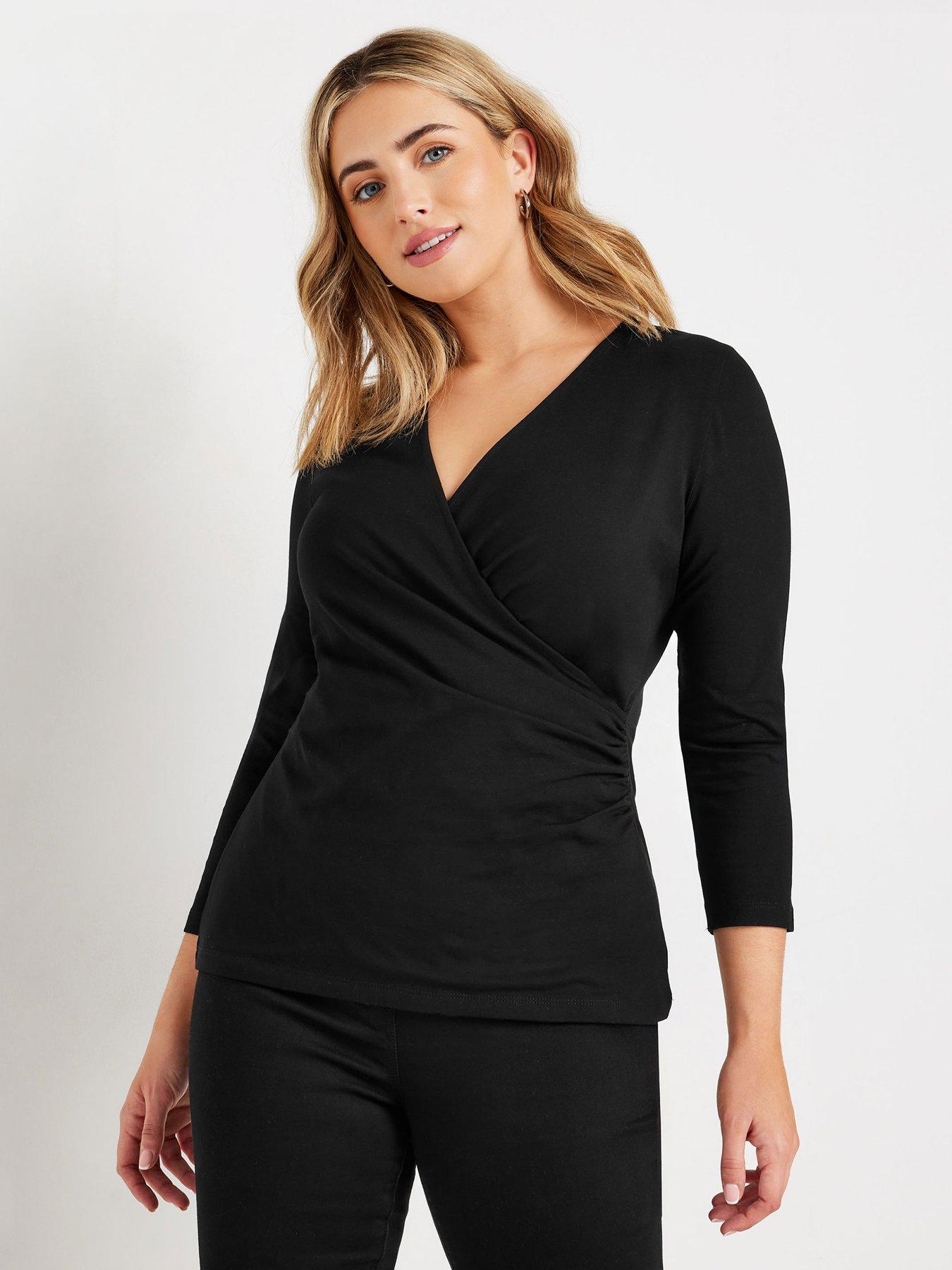 mco-34-sleeve-wrap-top-blackoutfit