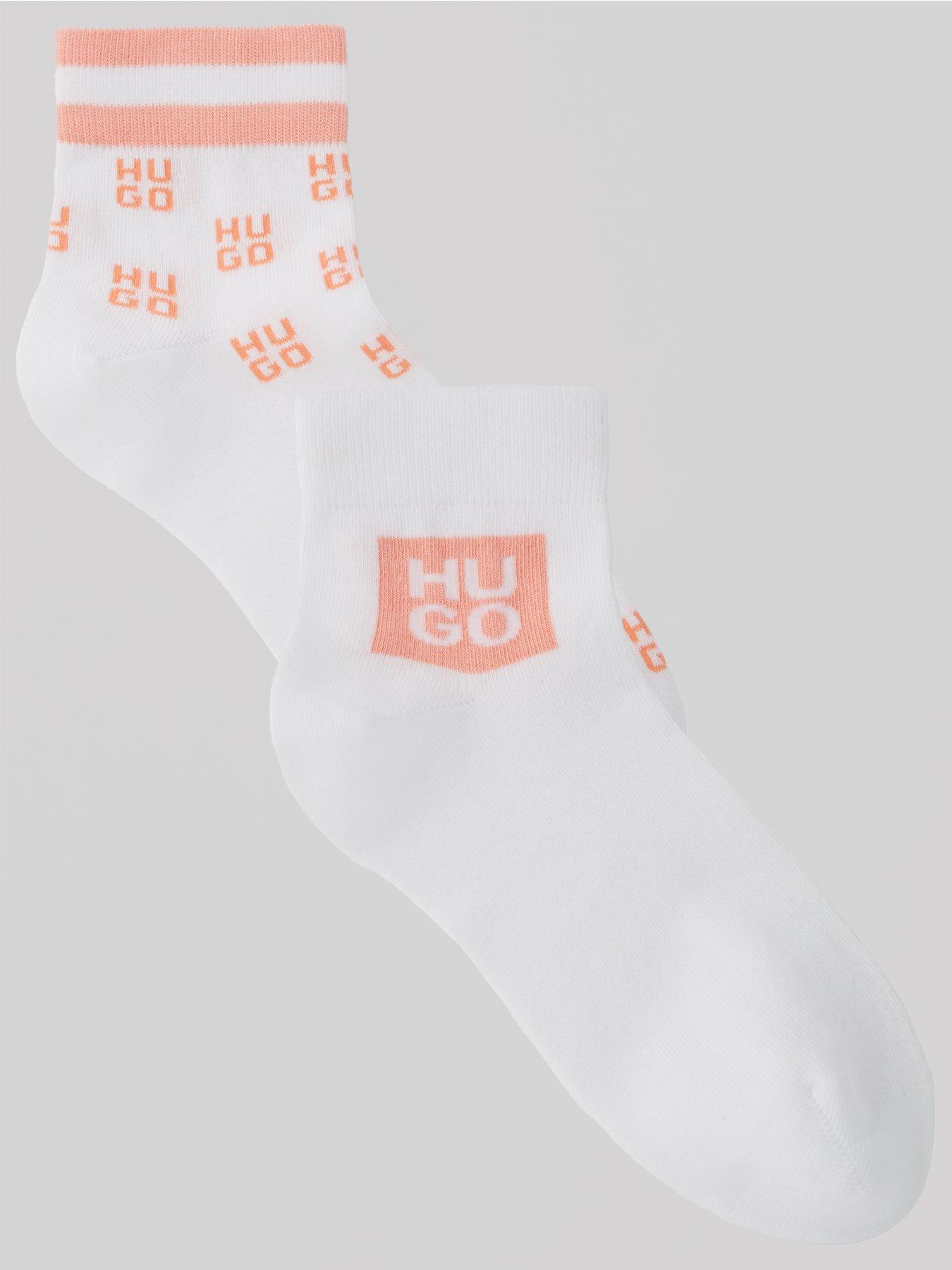 hugo-2-pack-stacked-logo-ankle-socks-pink