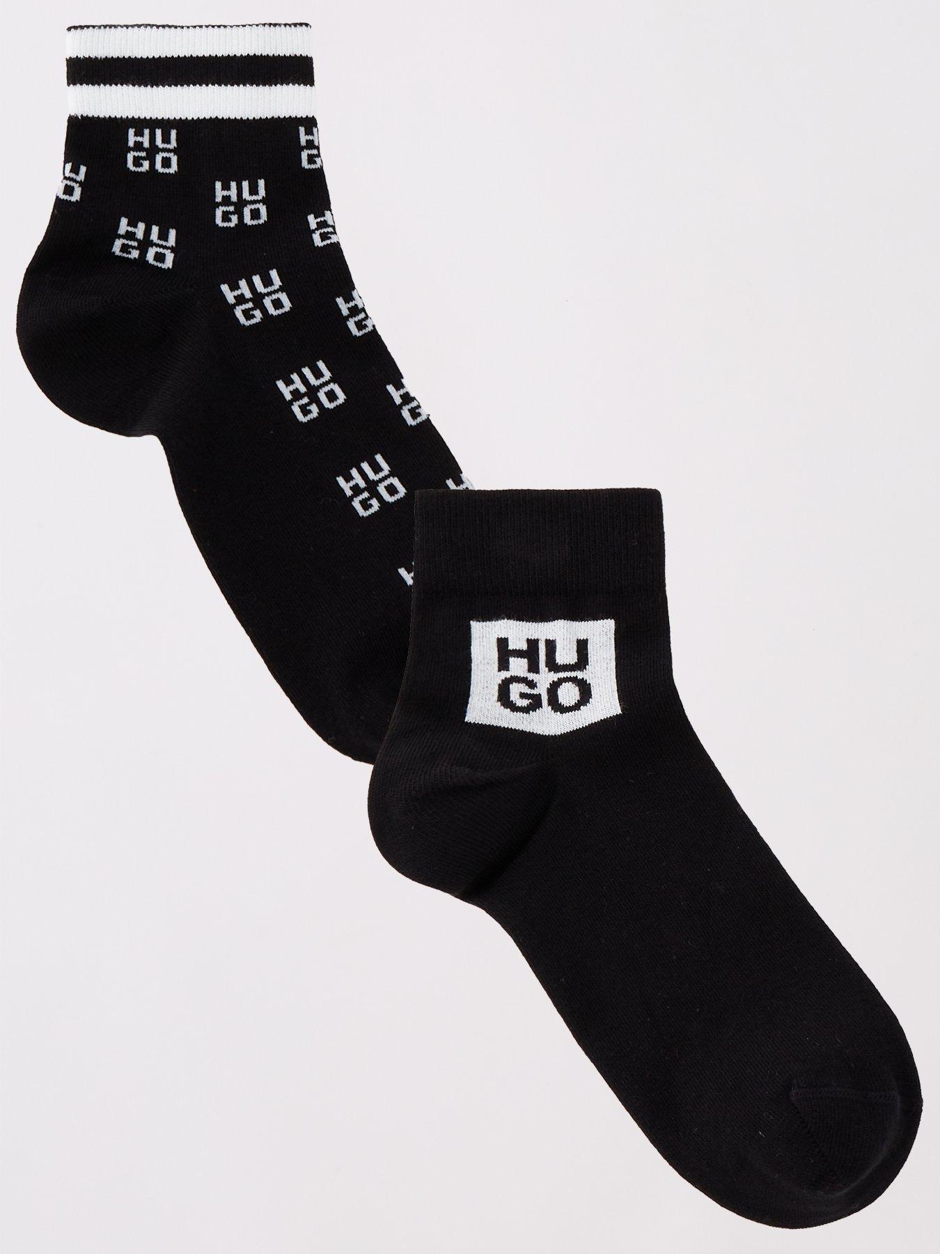 hugo-2-pack-stacked-logo-ankle-socks-black