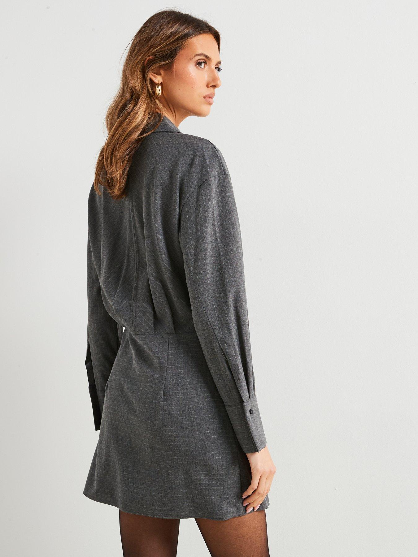 mango-pinstripe-wrap-dress-greystillFront