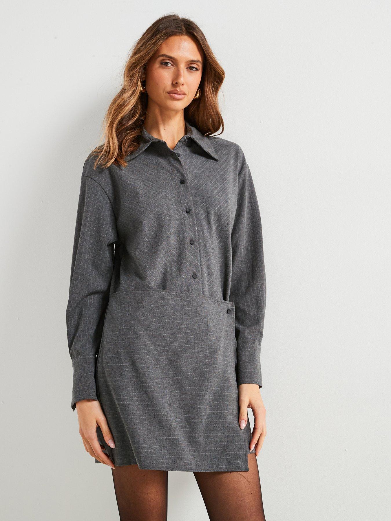 mango-pinstripe-wrap-dress-greydetail