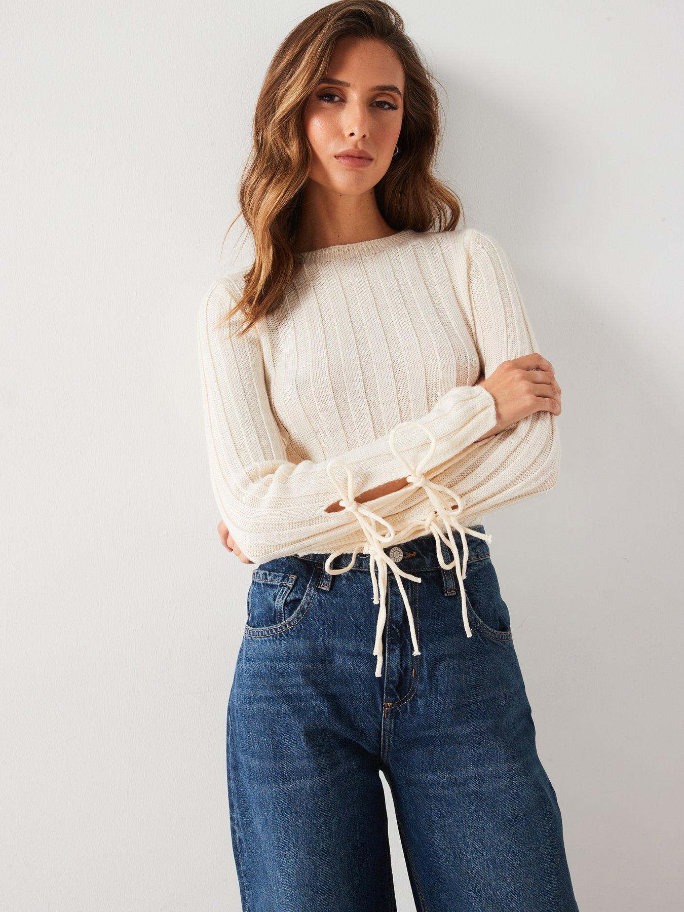 mango-tie-sleeve-knitted-top-cream