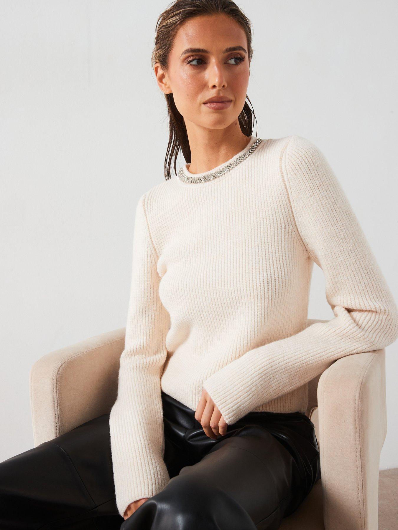 mango-embellished-collar-jumper-cream