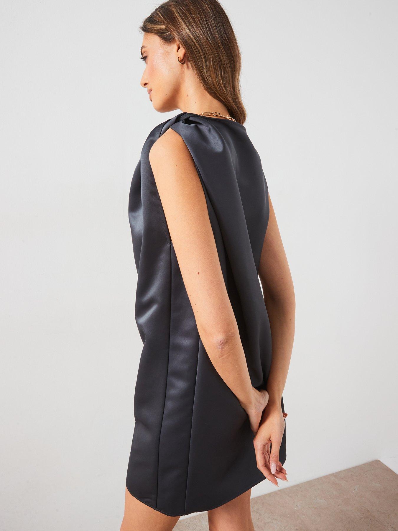 Image 2 of 5 of Mango Satin Dress With Knot Detail - Grey