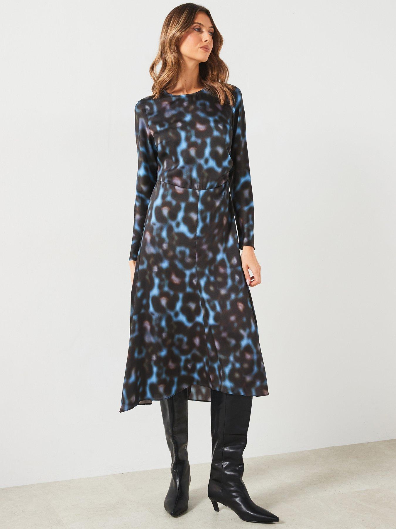 mango-printed-draped-satin-dress-multi