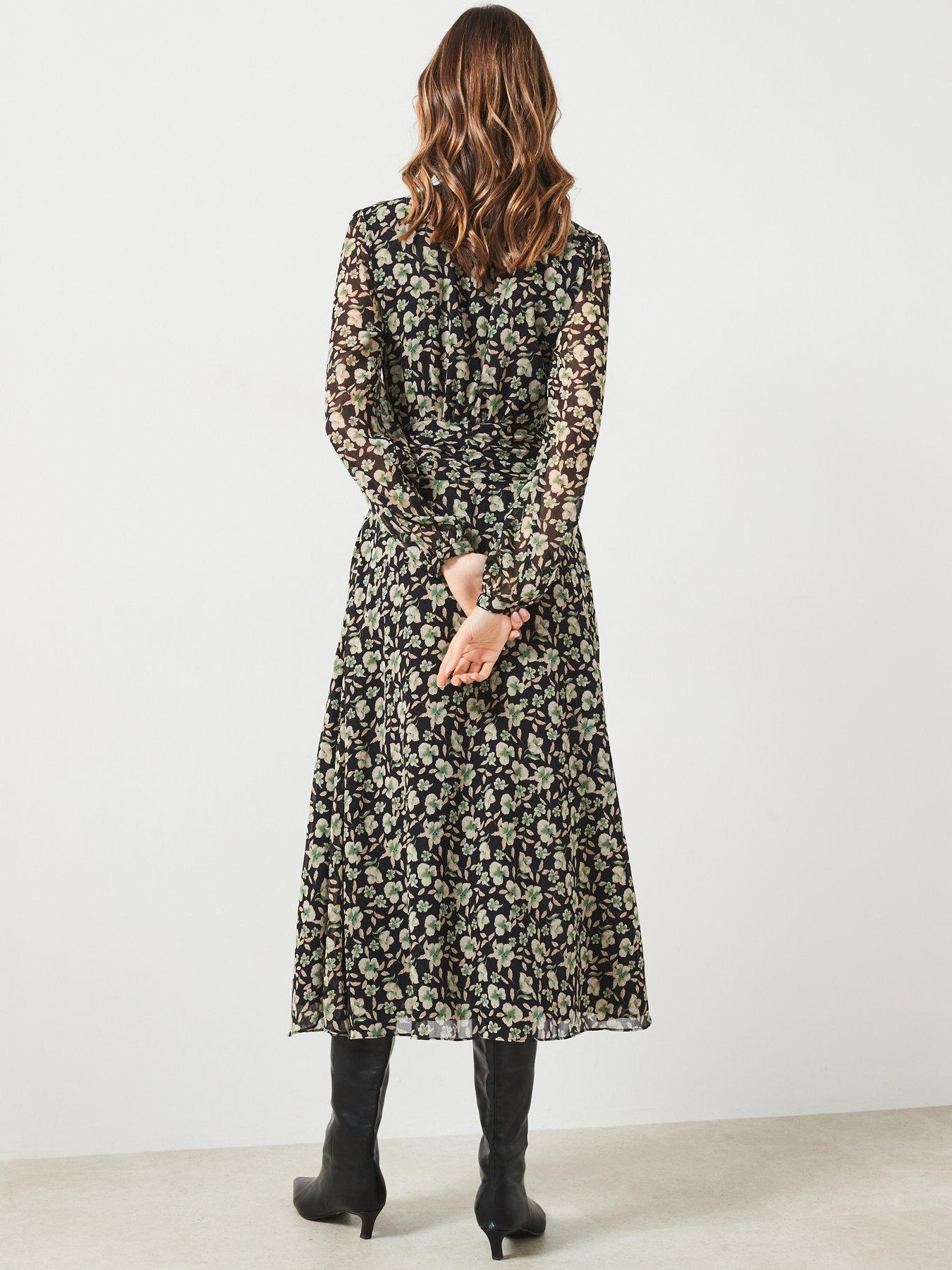 mango-printed-chiffon-midi-dress-blackstillFront