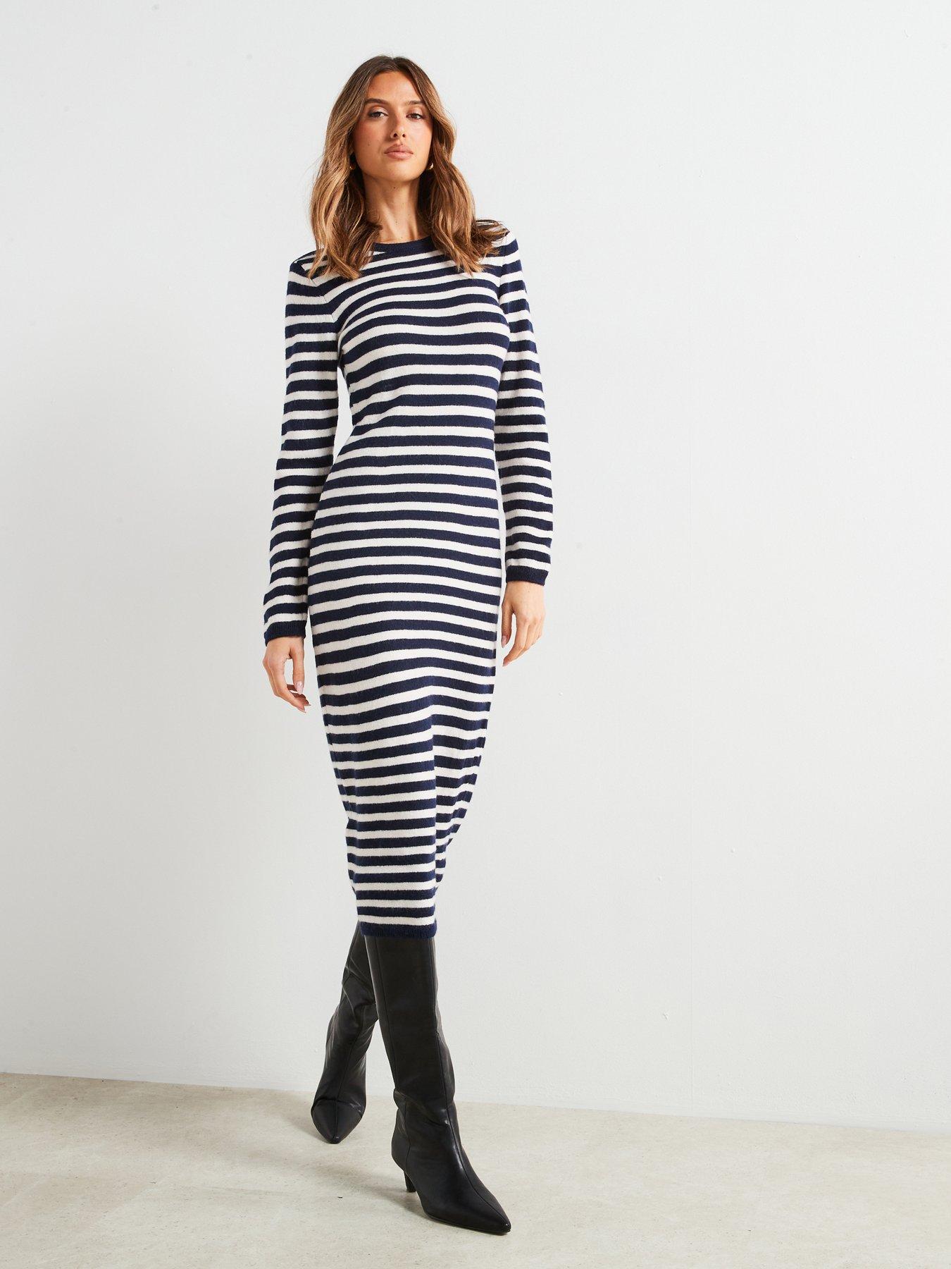 mango striped jersey dress Mango Striped Jersey Dress Black