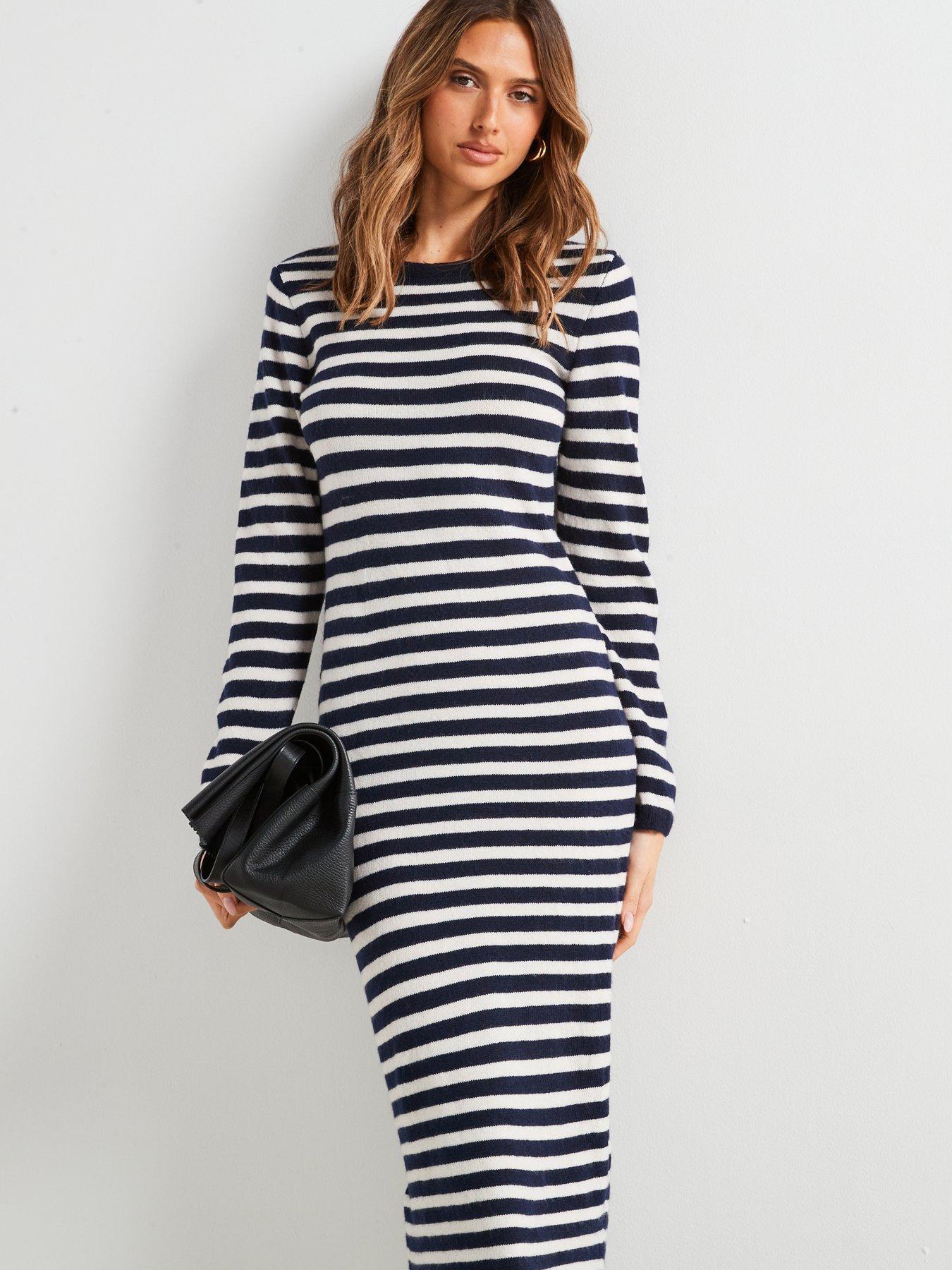 mango-striped-jersey-dress-navyoutfit