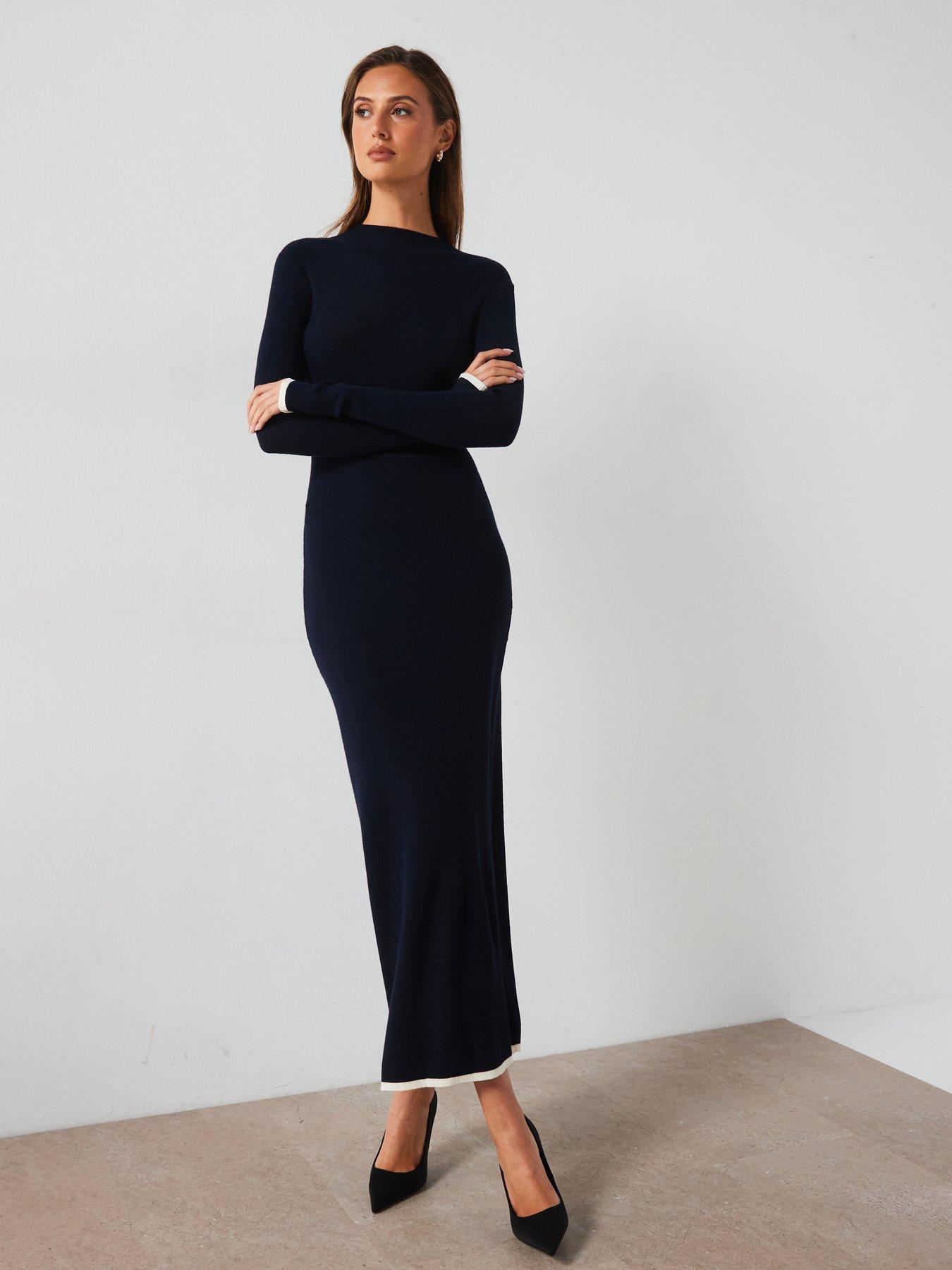 mango-knitted-midaxi-with-contrasting-trims-navy