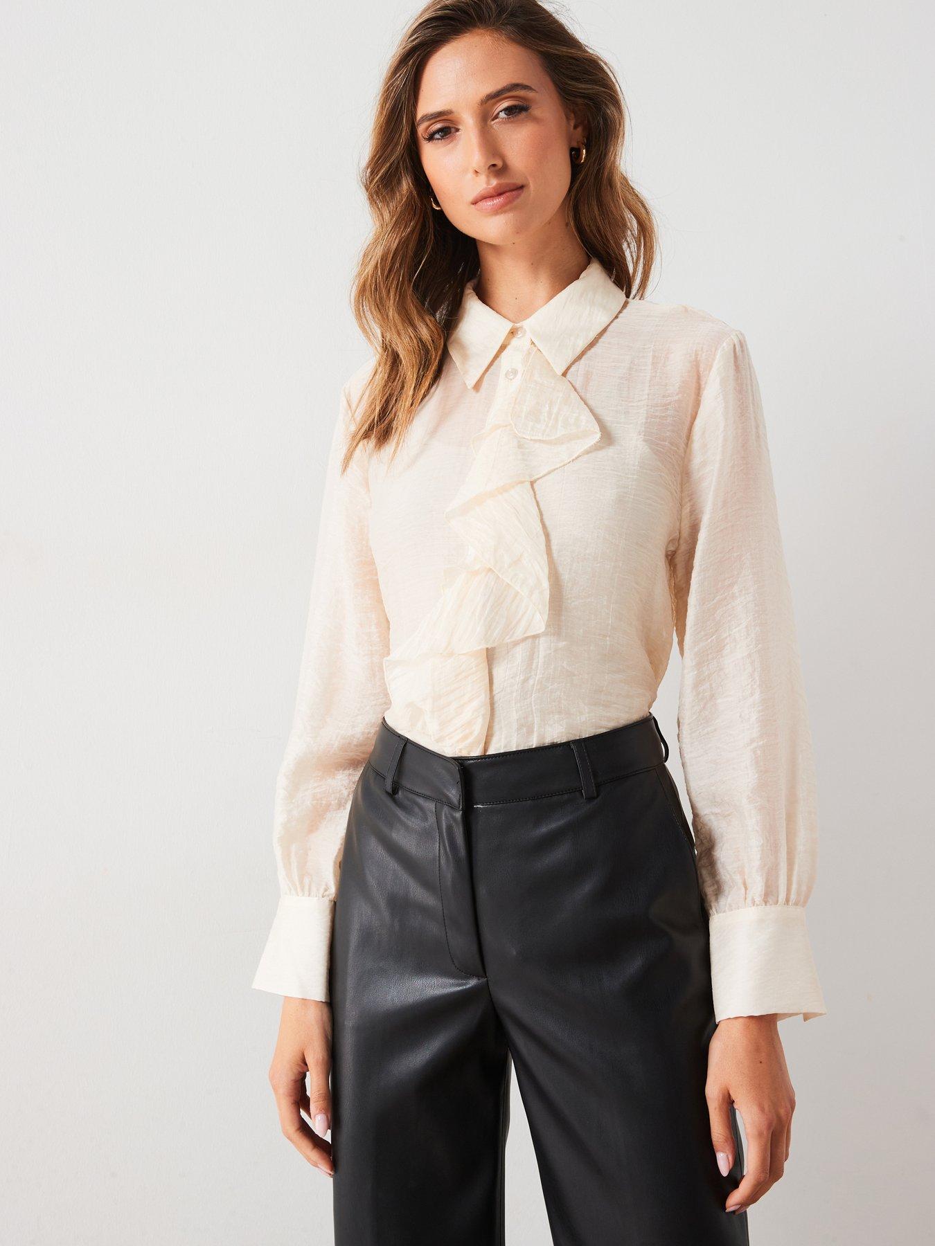 mango-ruffle-design-shirt-cream