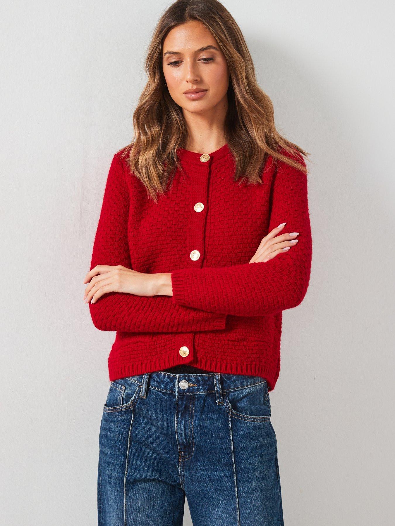 mango-knitted-button-jacket-red