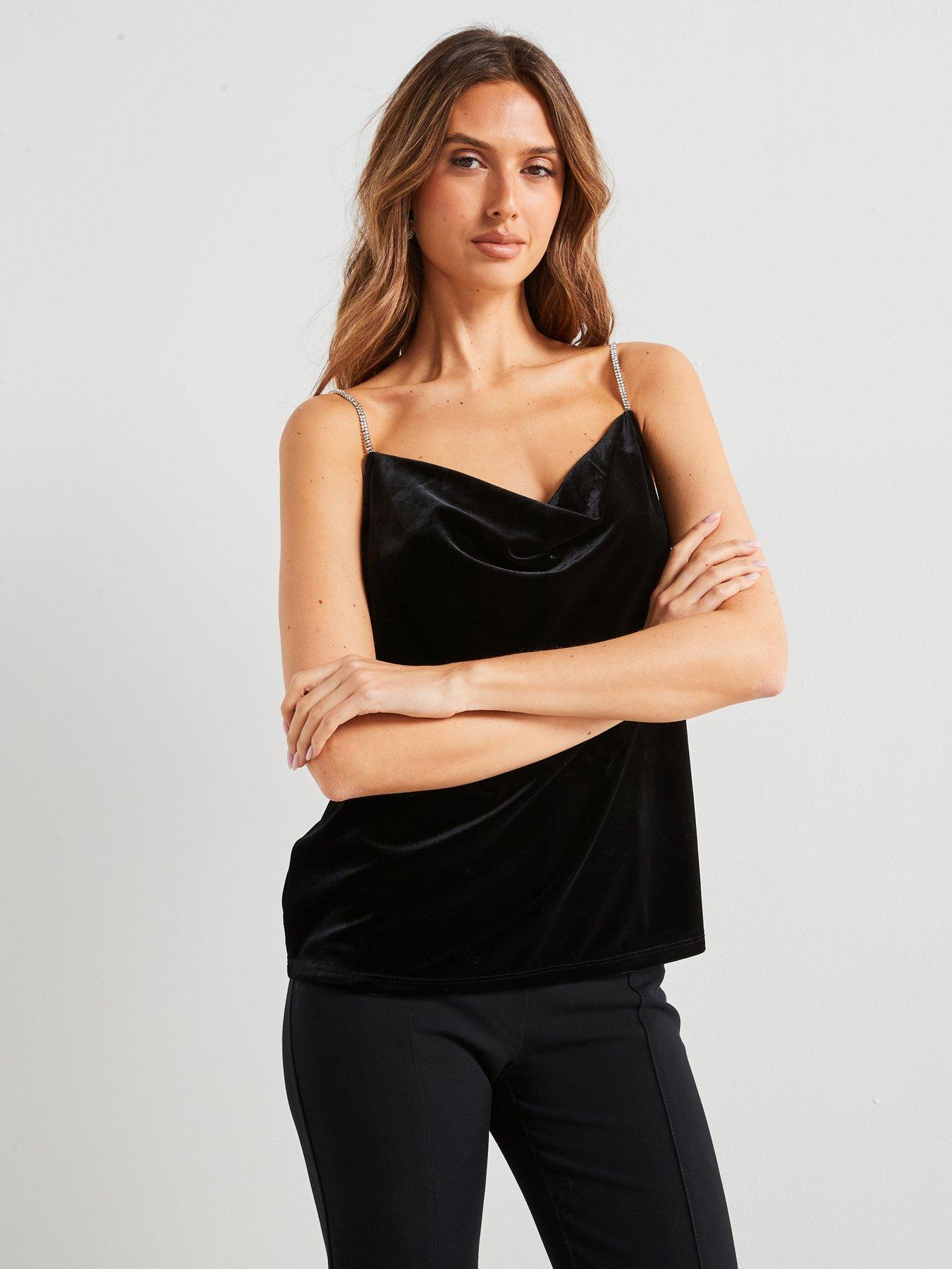 mango-velvet-top-with-rhinestone-straps-black